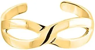Beautiful 14K Yellow Gold Over .925 Sterling Silver Infinity Band Toe Ring / Midi Ring