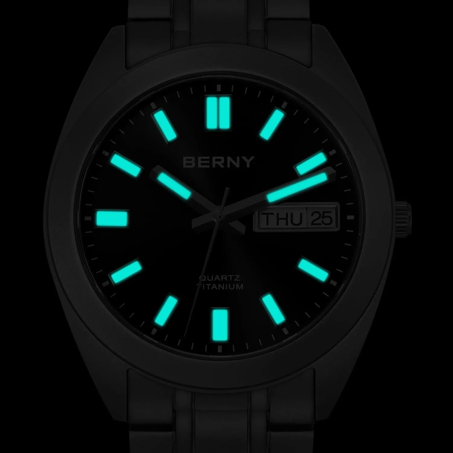 BERNY Titanium Watch for Men Japanese Quartz Movement Titanium Analog Quartz Watches 10ATM Waterproof Super Luminous