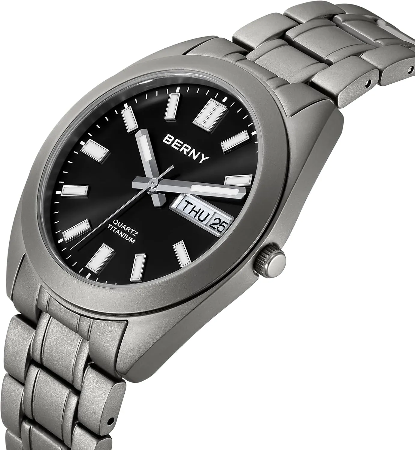 BERNY Titanium Watch for Men Japanese Quartz Movement Titanium Analog Quartz Watches 10ATM Waterproof Super Luminous