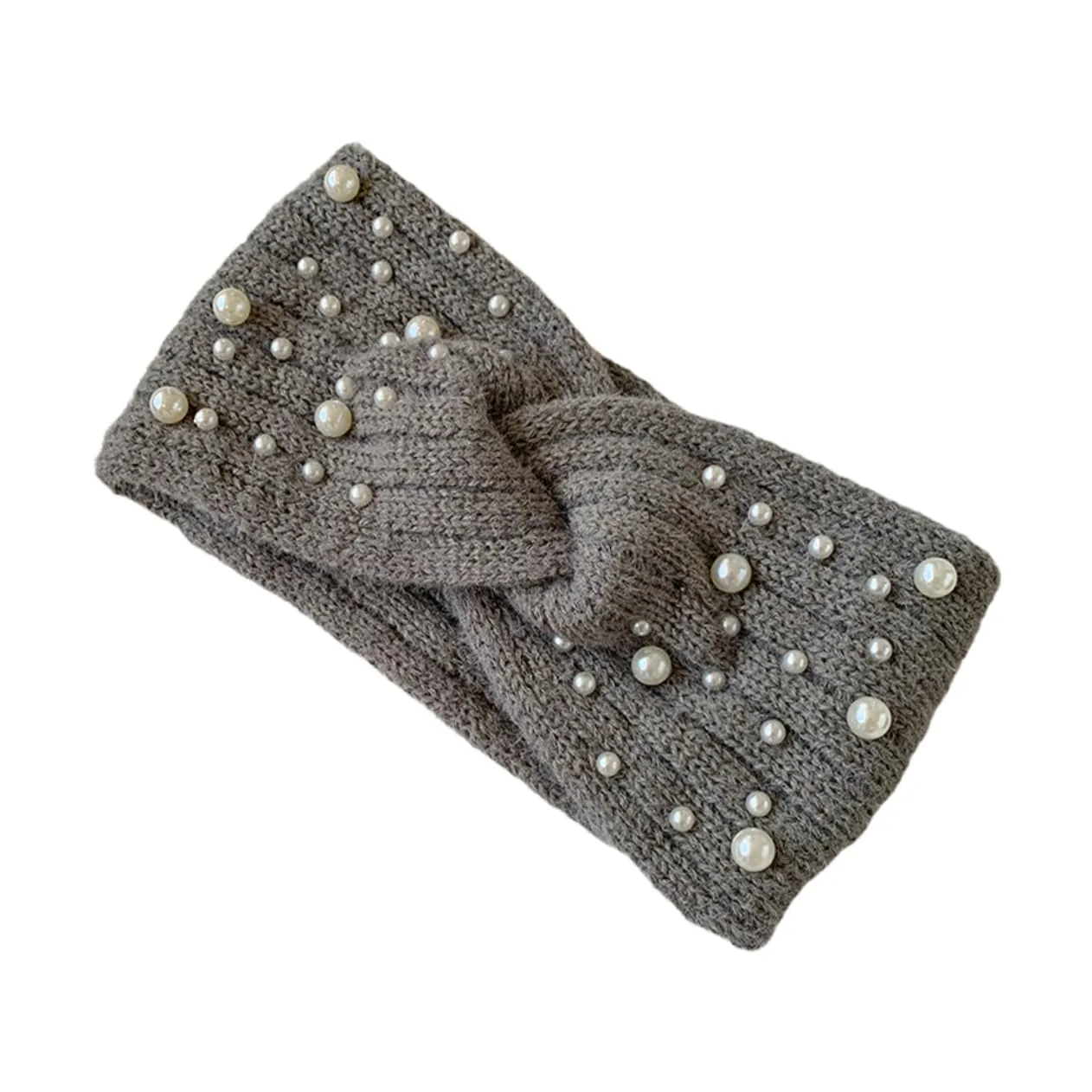 BESPORTBLE 1Pc Cozy Pearls Knitted Headband for Women Hair Band for Daily Wear Elastic Warm Headband for Outdoor Activities for Christmas and Halloween