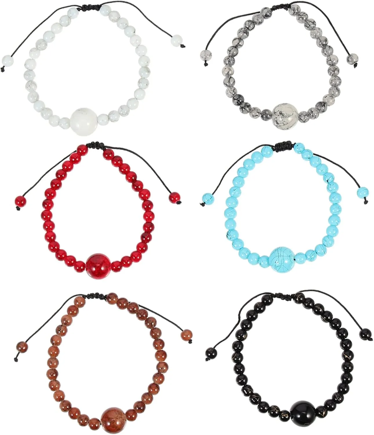 BESPORTBLE 6-pack Delicate Glass Beaded Bracelet Set Little Girl Wrist Chain Drawstring for Daily Wear