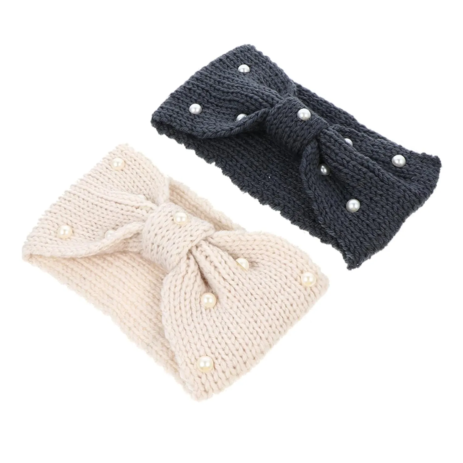 BESTYASH 2pcs Knitted Headbands Bowknot for Women Warm and Comfortable Hair Bands Elegant Decorative Hair Accessories for Daily Wear and Special Occasions