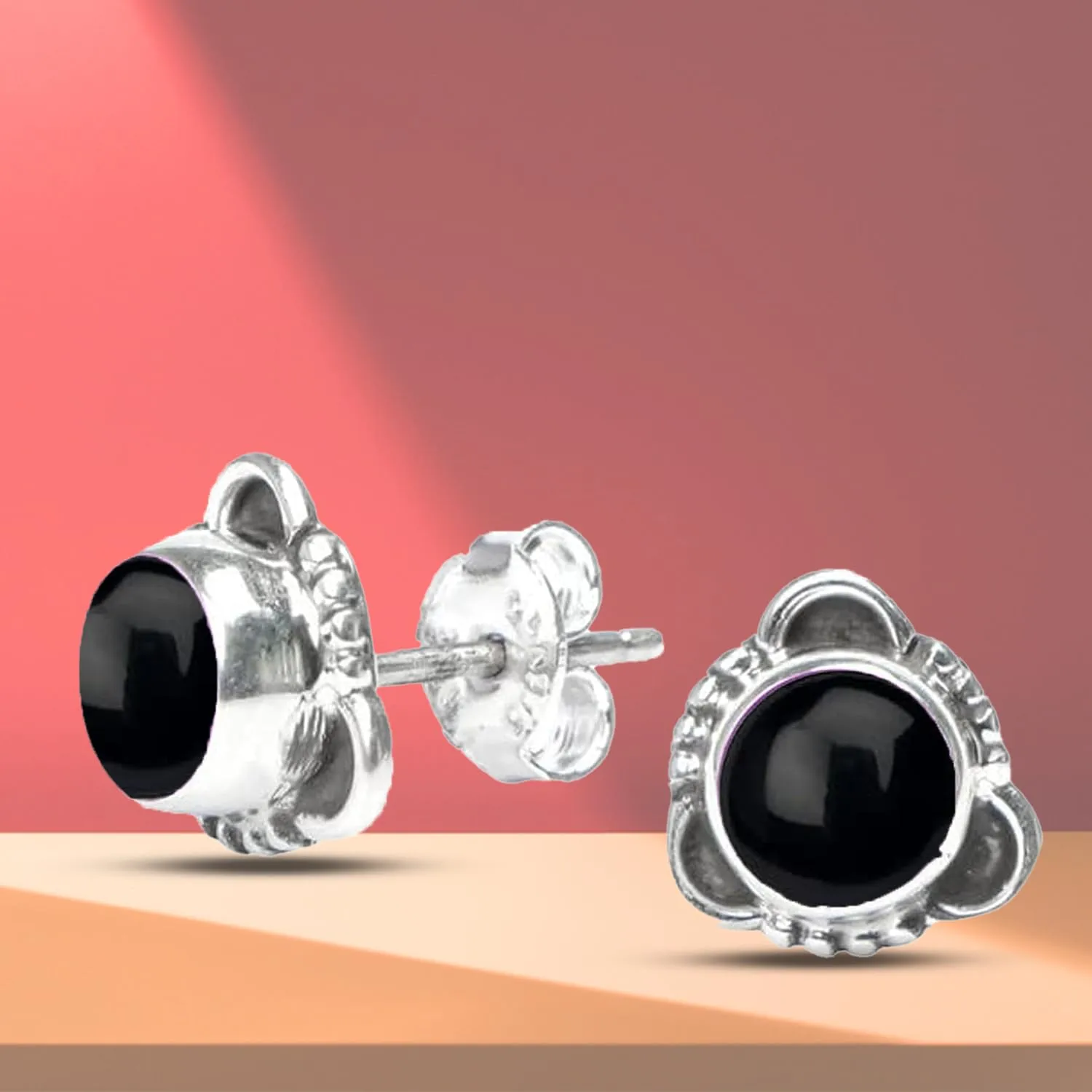 Black Onyx Gemstone Stud Earrings 925 Sterling Silver Earring Handmade Minimalist Earring mothers day gifts