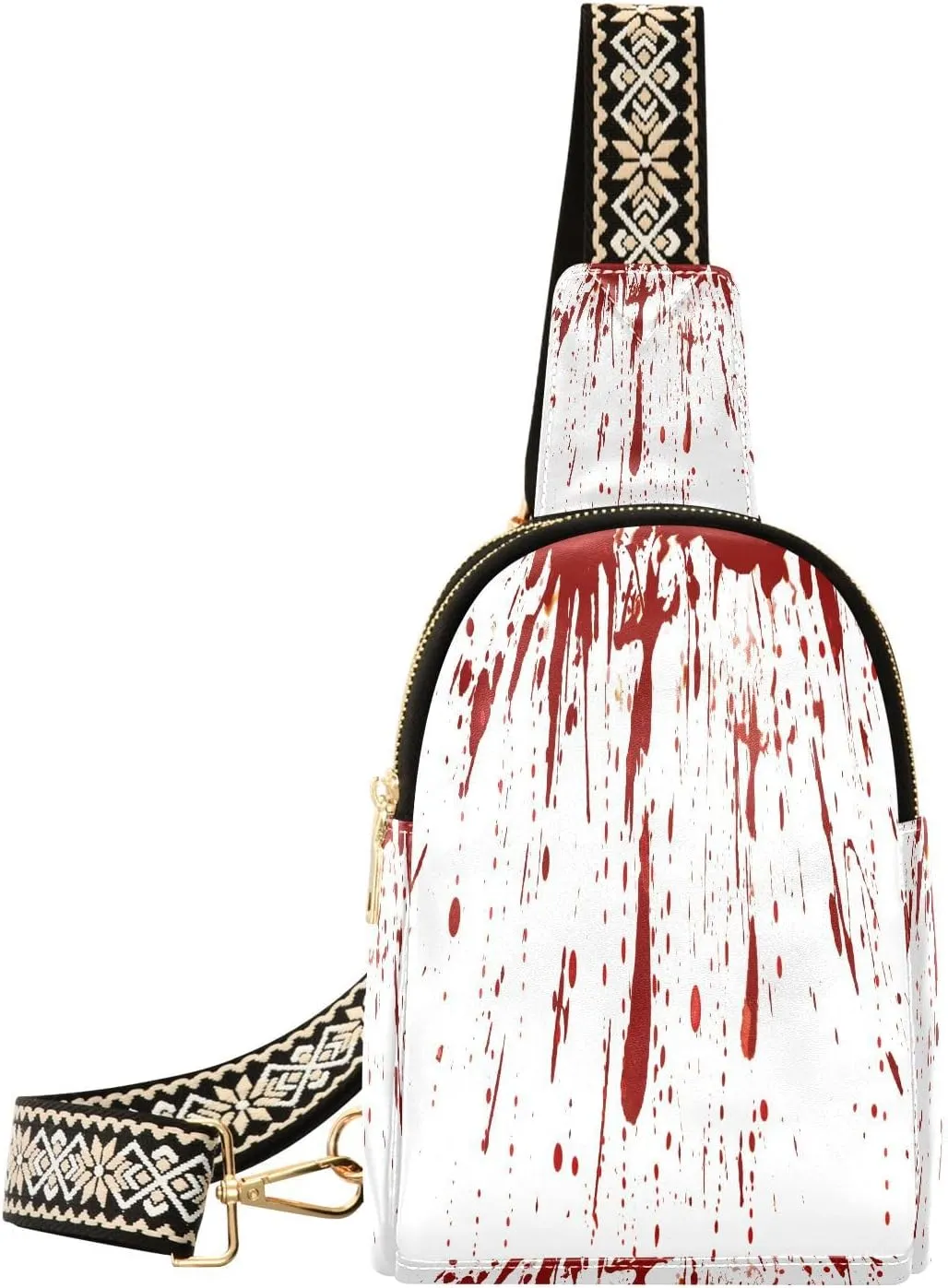 Blood Stains Spatter Fanny Pack Crossbody PC Leather Small Sling Bag for Women Halloween Horror Fashion Waist Packs Chest Bag for Travel Sports Running Hiking