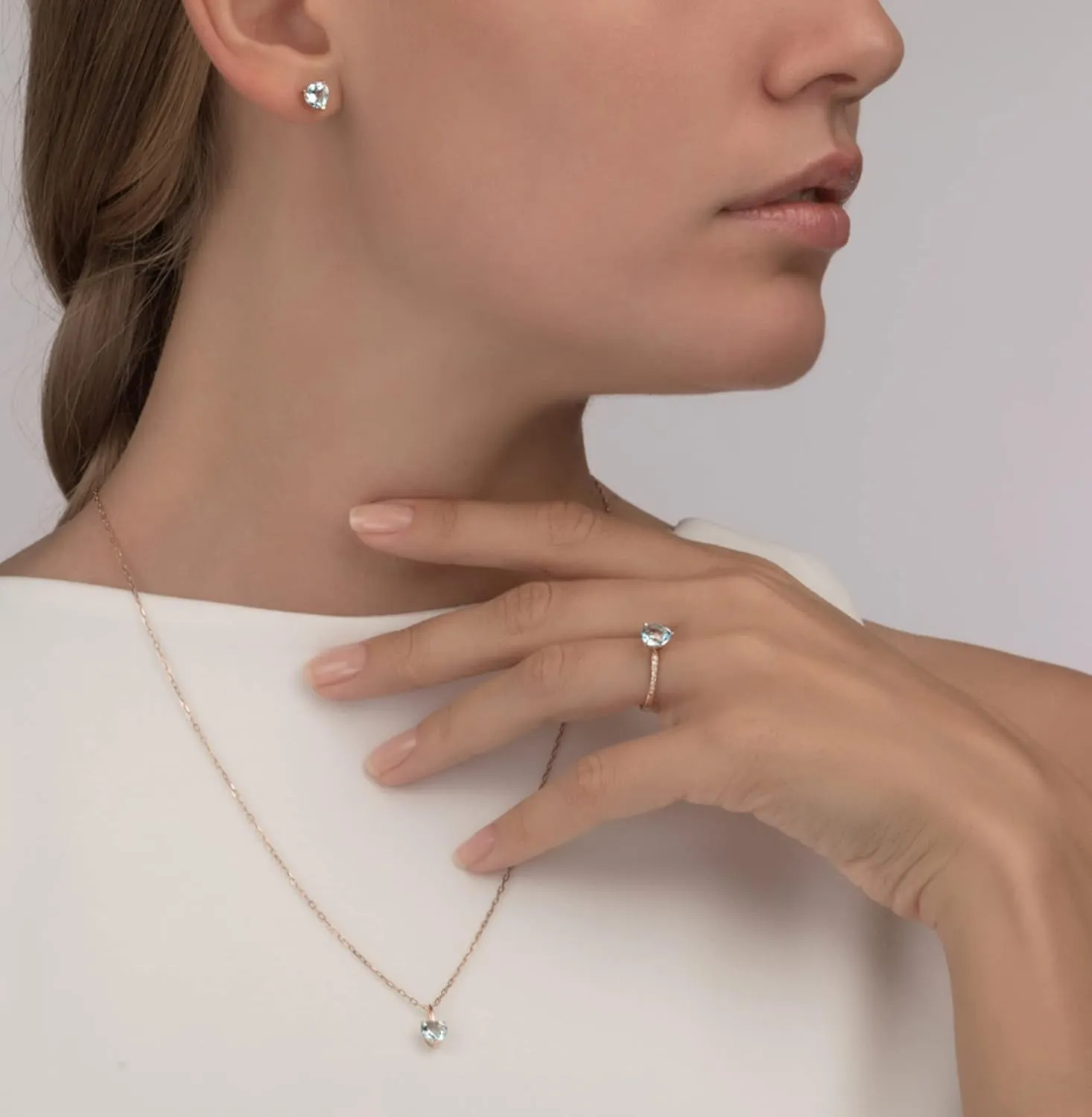 Blue Heart Stud Earrings, 14K Gold Heart (1.86 ct) Blue Topaz Earrings, Elegant Topaz Studs, Gift for Women, Minimalist Birthstone.