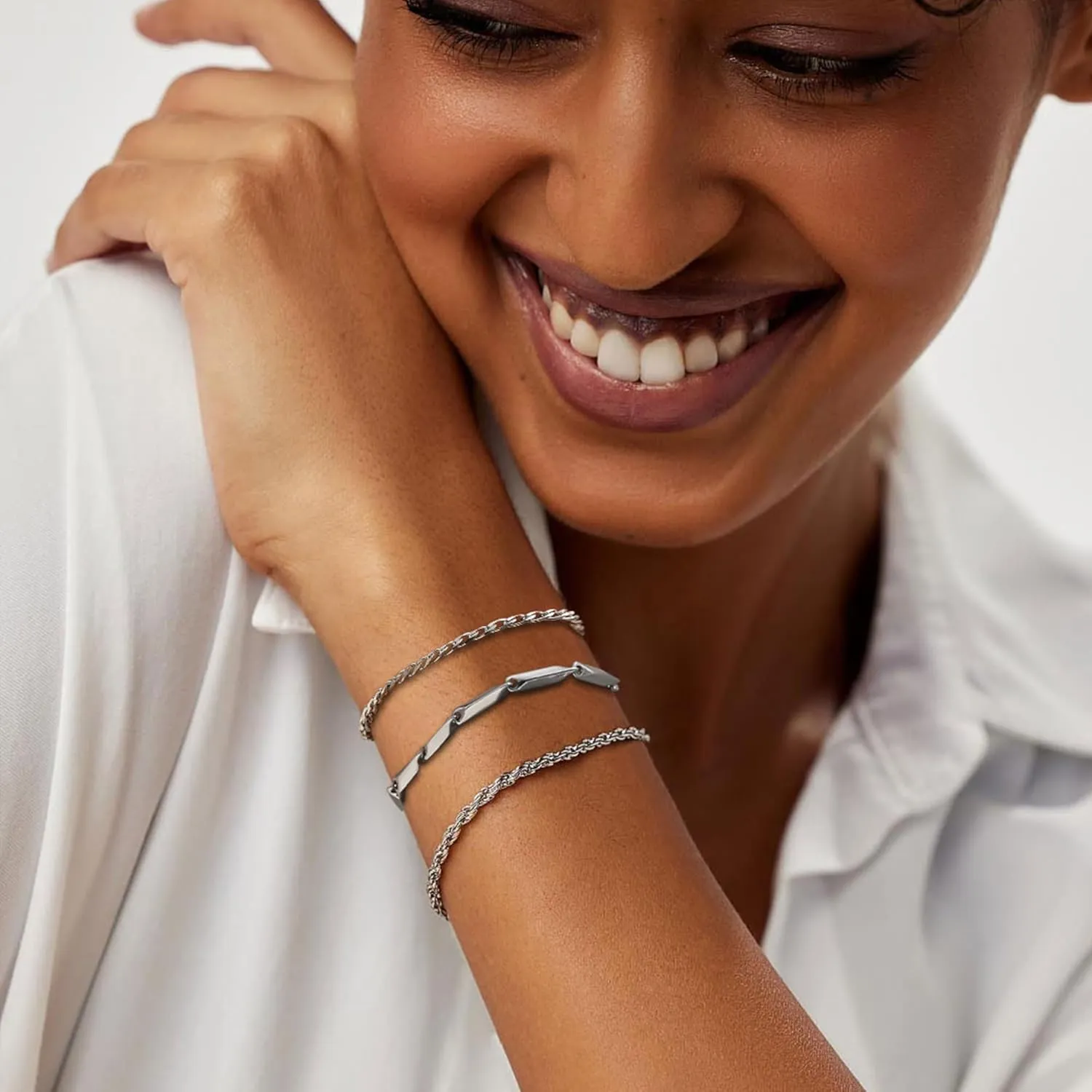 Bracelet for Women Set Dianty Gold/Silver Bangle Cuff Adjustable Paperclip Rope Bar Cuban Bead Leaf Snake Chain Bracelets Layered Chunky Link Bracelets Stack Trendy Jewelry Gifts