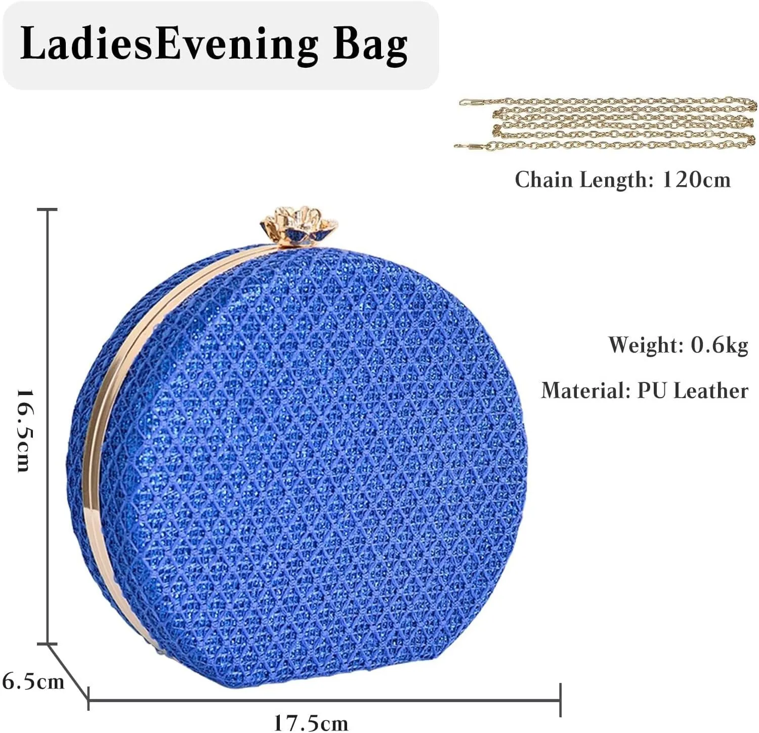 Bridal Wedding Purse PU Leather Formal Crossbody Women's Evening Handbags Luxury Round Clutch Purse Shoulder