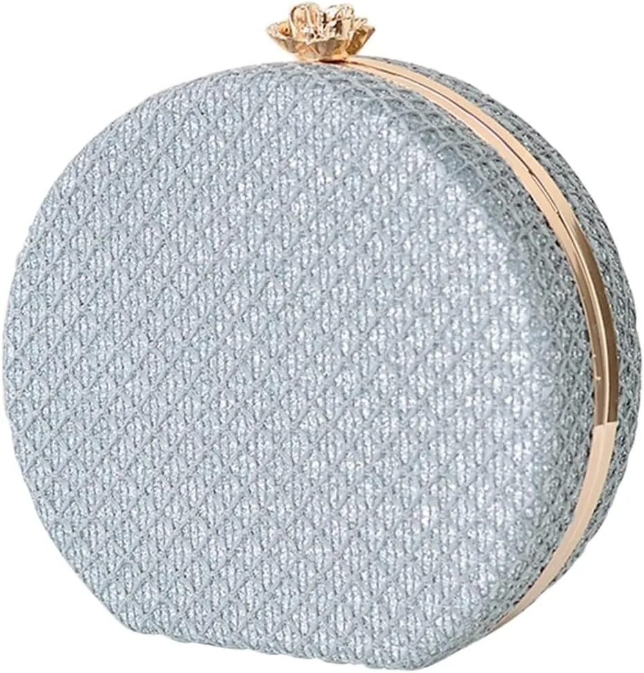 Bridal Wedding Purse PU Leather Formal Crossbody Women's Evening Handbags Luxury Round Clutch Purse Shoulder