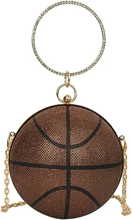 Bridal Wedding Purse Rhinestones Handbag Basketball Shaped Crossbody Women Evening Round Ball Clutch Shoulder