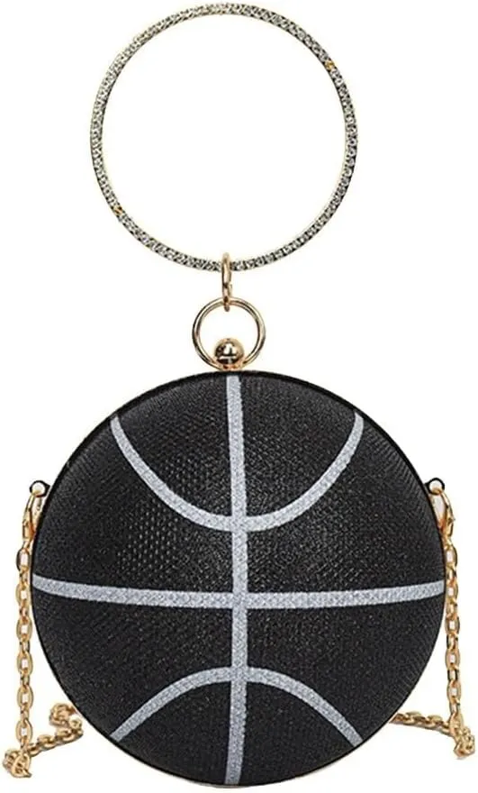 Bridal Wedding Purse Rhinestones Handbag Basketball Shaped Crossbody Women Evening Round Ball Clutch Shoulder