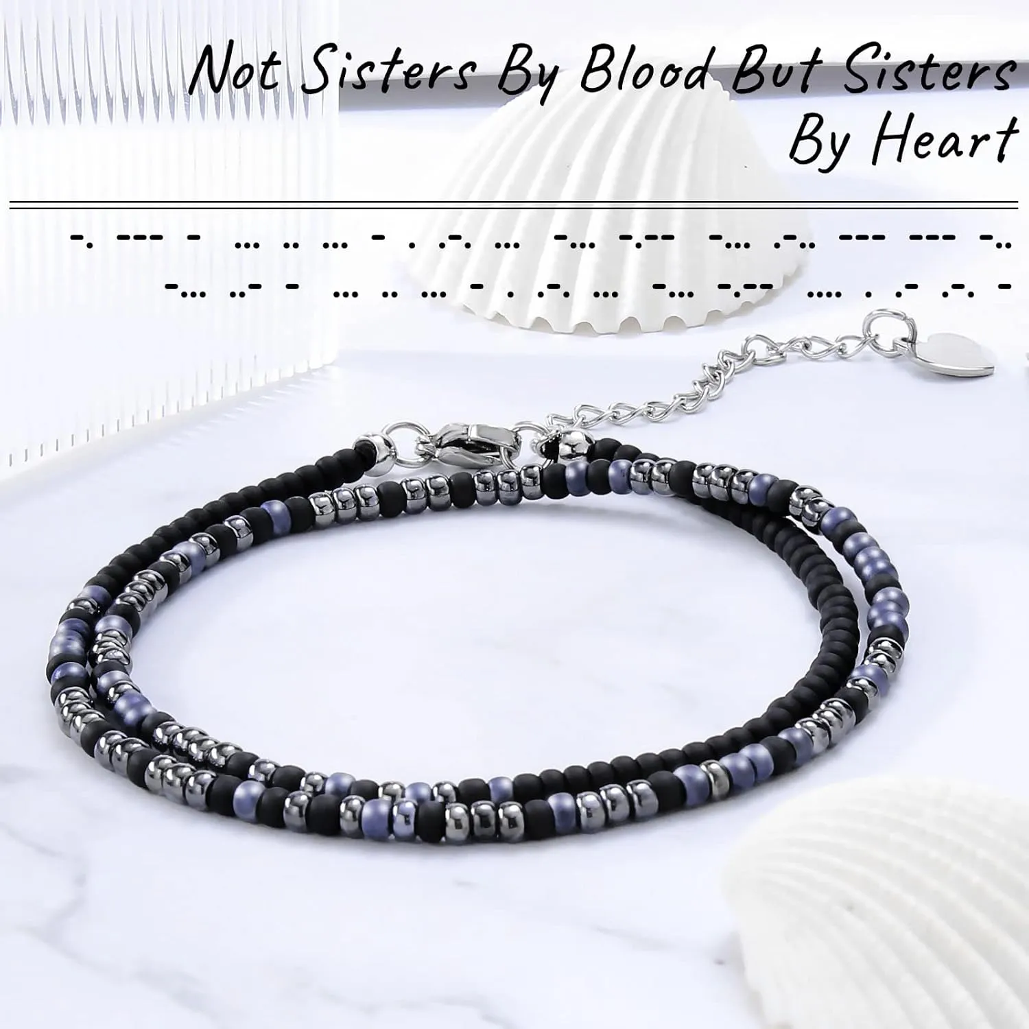 Btysun Inspirational Morse Code Bracelets for Women Men Teen Girl Gifts Best Friend Birthday Gifts for Him Her Adjustable Layered Secret Message Sister Bff Girfriend Sister Christmas Jewelry