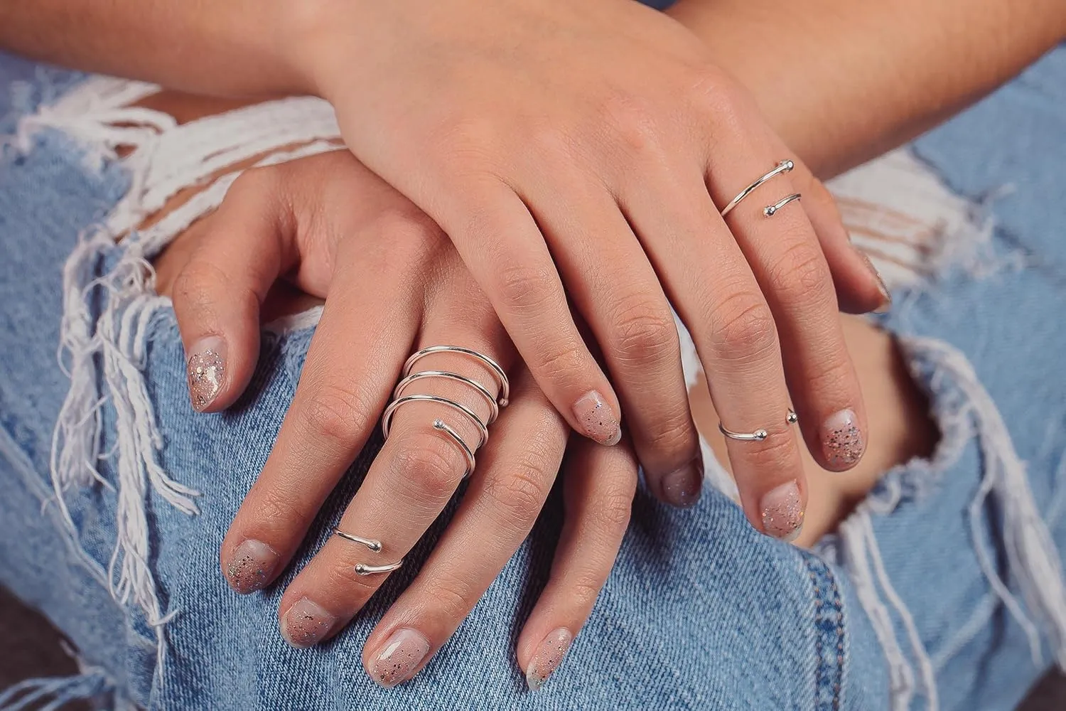 Bull Midi Ring | Adjustable Beaded Bypass Dot Knuckle Ring in 925 Sterling Silver for Women and Girls (7)