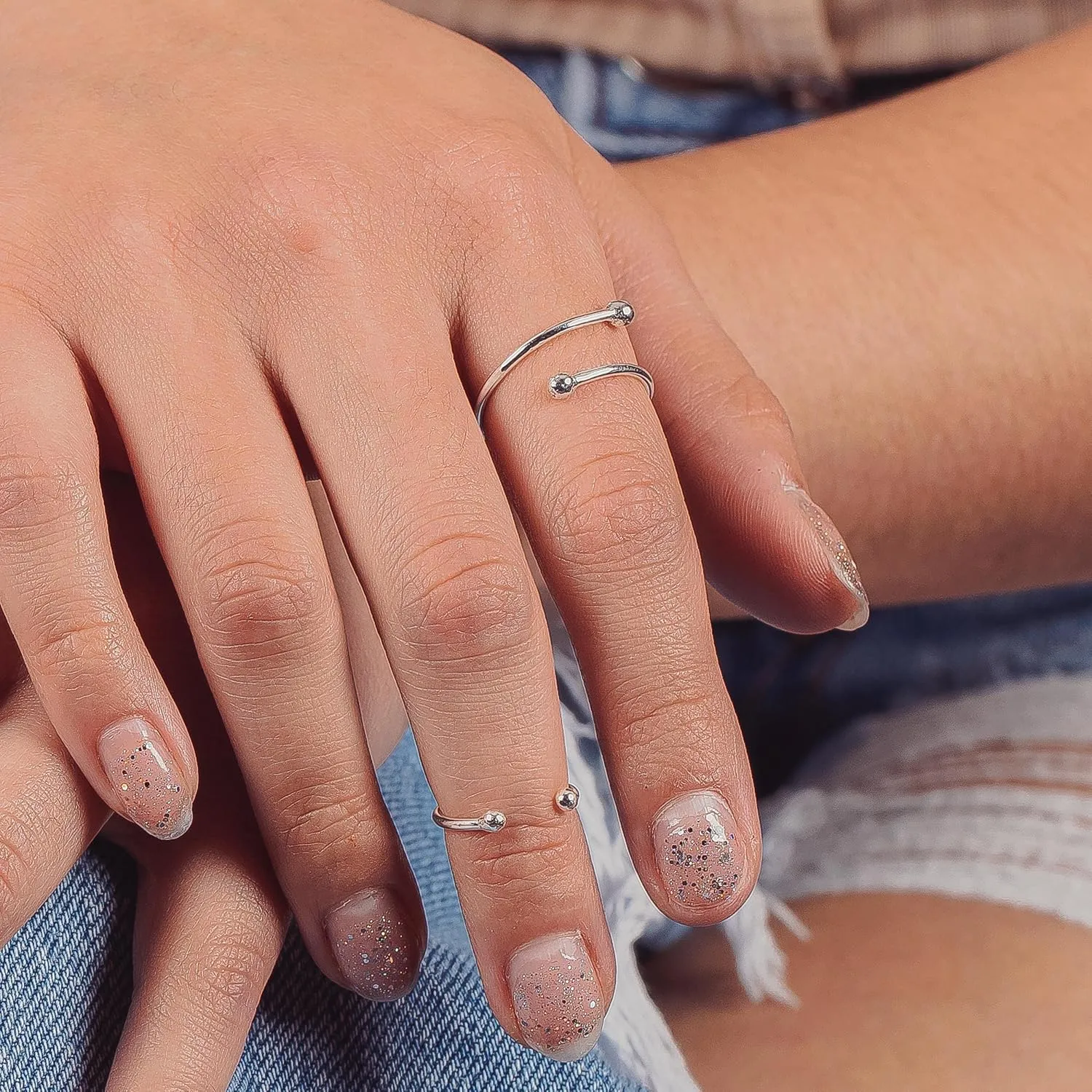 Bull Midi Ring | Adjustable Beaded Bypass Dot Knuckle Ring in 925 Sterling Silver for Women and Girls (7)