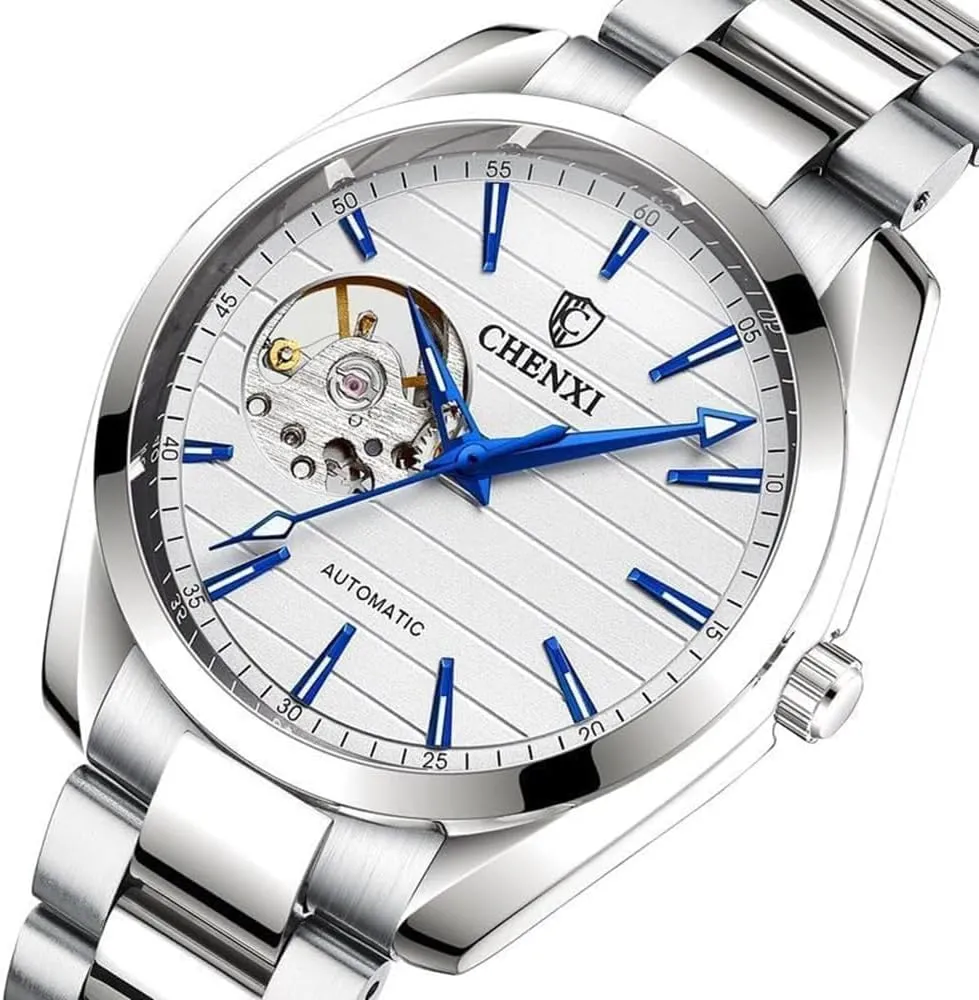 Business Men Watch Luminous Hollow Out Mechanical Watches Automatic Analog Wristwatch Waterproof