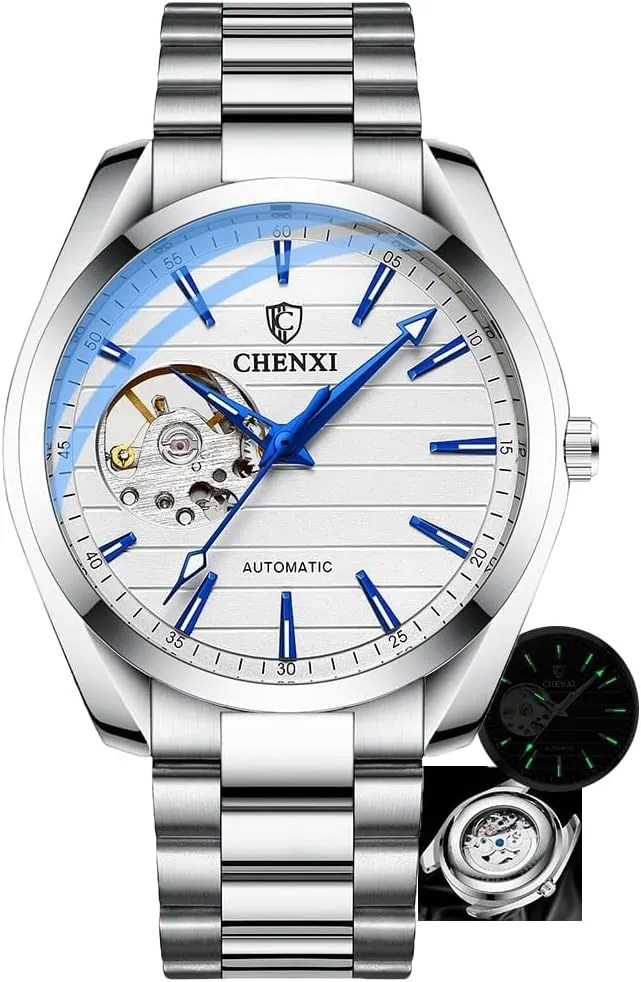 Business Men Watch Luminous Hollow Out Mechanical Watches Automatic Analog Wristwatch Waterproof