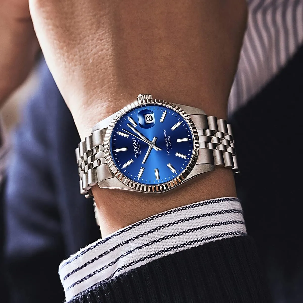 CADISEN Automatic Watches Men's Mechanical MIYOTA 8215 Business Waterproof Wristwatch
