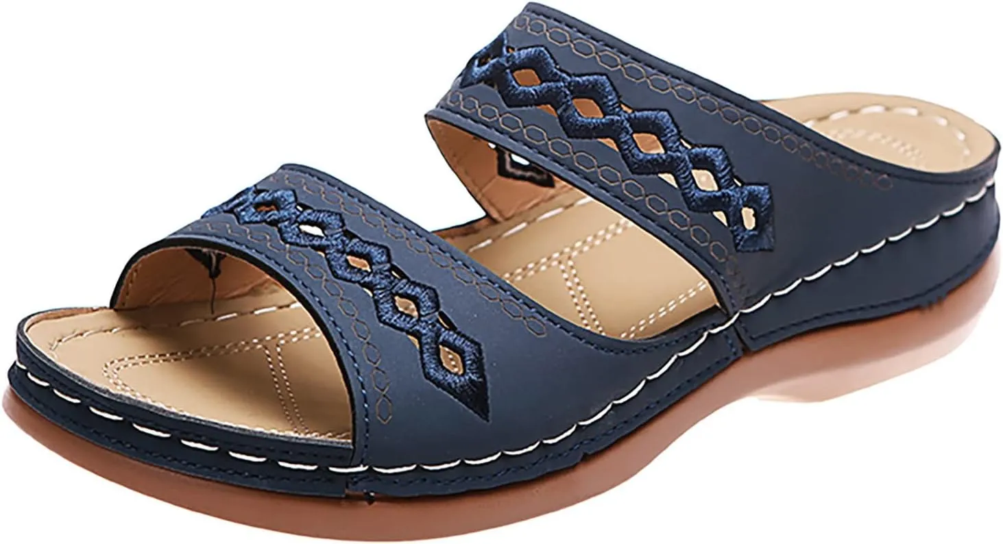 Cathalem Low Wedge Sandals for Women, Orthopedic Sandals for Women Sandals with Arch Support Flip Flops Comfortable Sandals