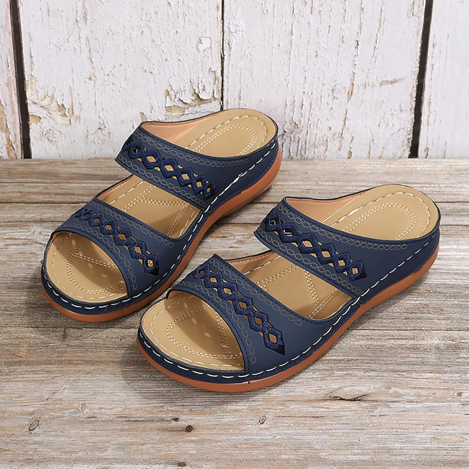 Cathalem Sandals for women 2024, Orthopedic Wedge Sandals for Women Summer Dressy Open Toe Ankle Strap Platform Sandals