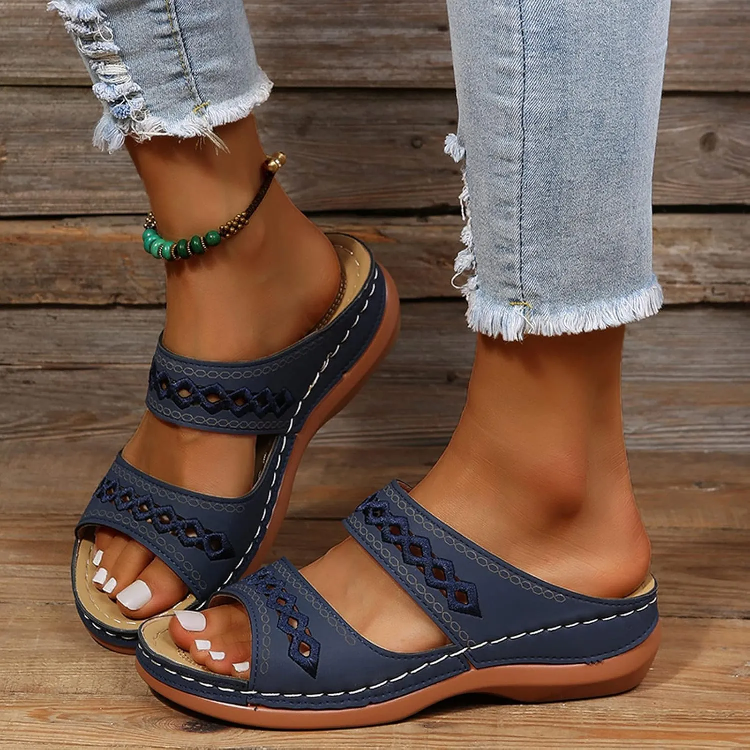 Cathalem Sandals for women 2024, Orthopedic Wedge Sandals for Women Summer Dressy Open Toe Ankle Strap Platform Sandals