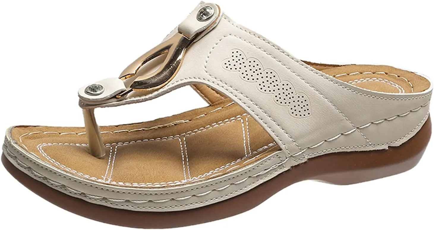 Cathalem Sandals for Women Summer Dressy, Orthopedic Sandals for Women Walking Slippers Platform Anti-Slip Sandal Slip On Flip Flops