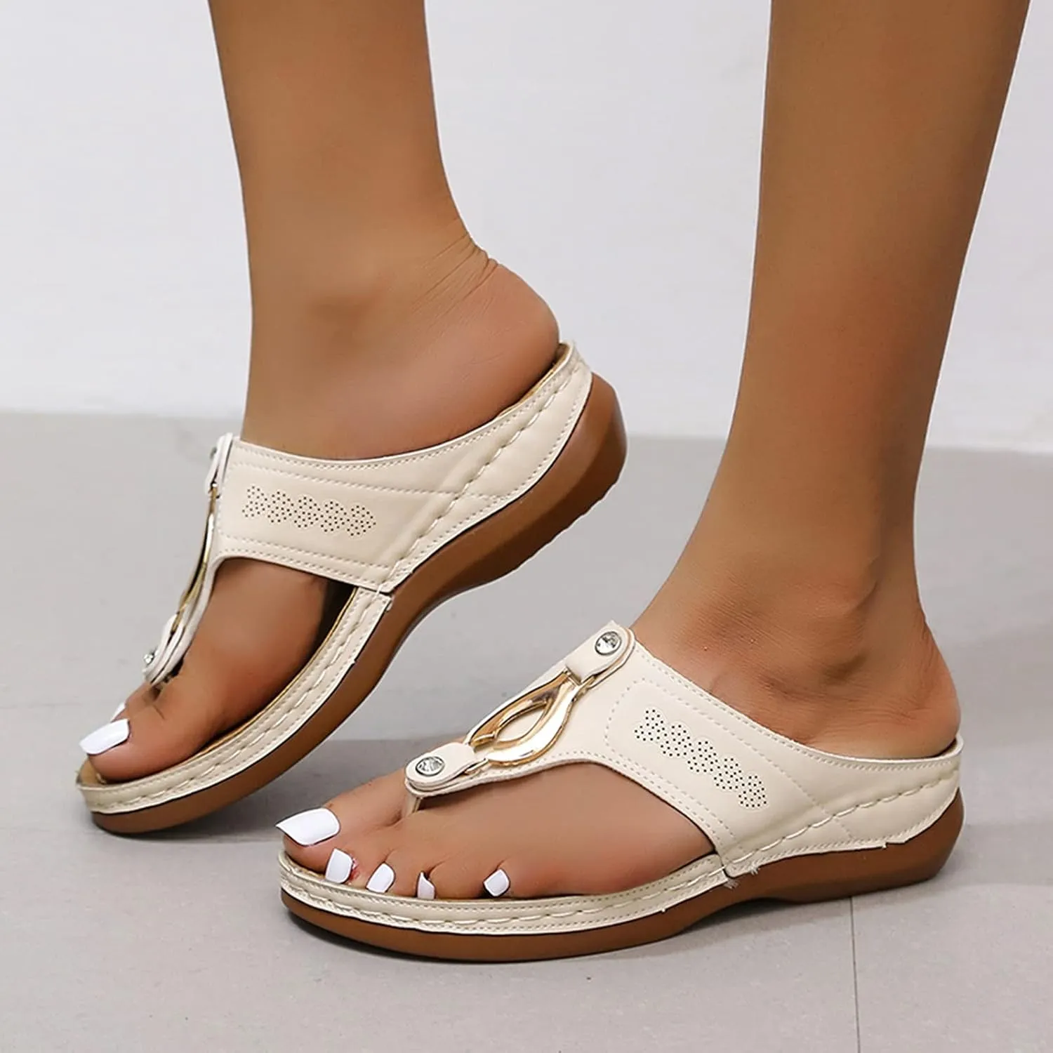 Cathalem Sandals for Women Summer Dressy, Orthopedic Sandals for Women Walking Slippers Platform Anti-Slip Sandal Slip On Flip Flops