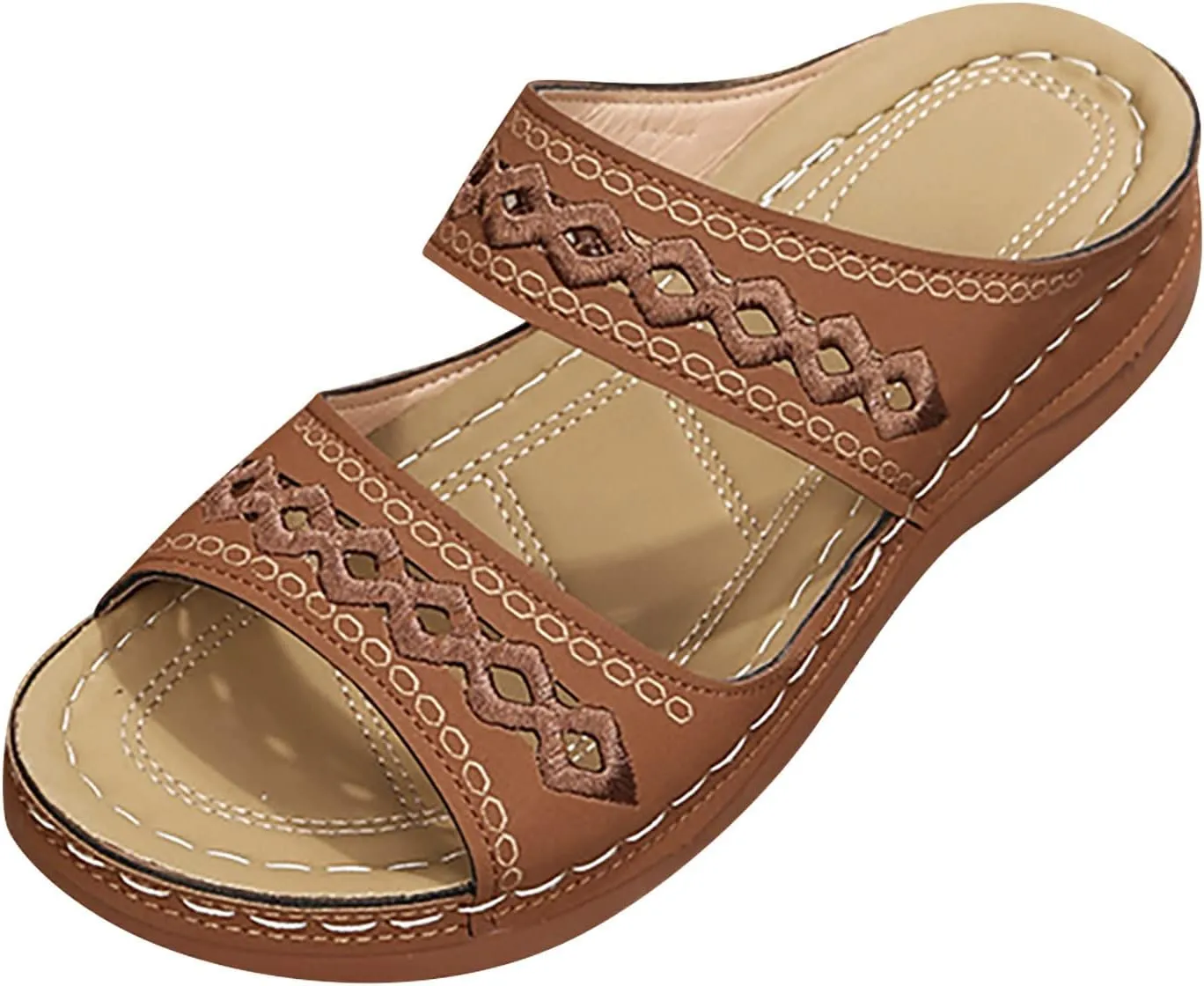 Cathalem Summer Sandals for Women 2024 Orthopedic Sandals with Arch Support Comfortable Slip on Thong Sandals Casual