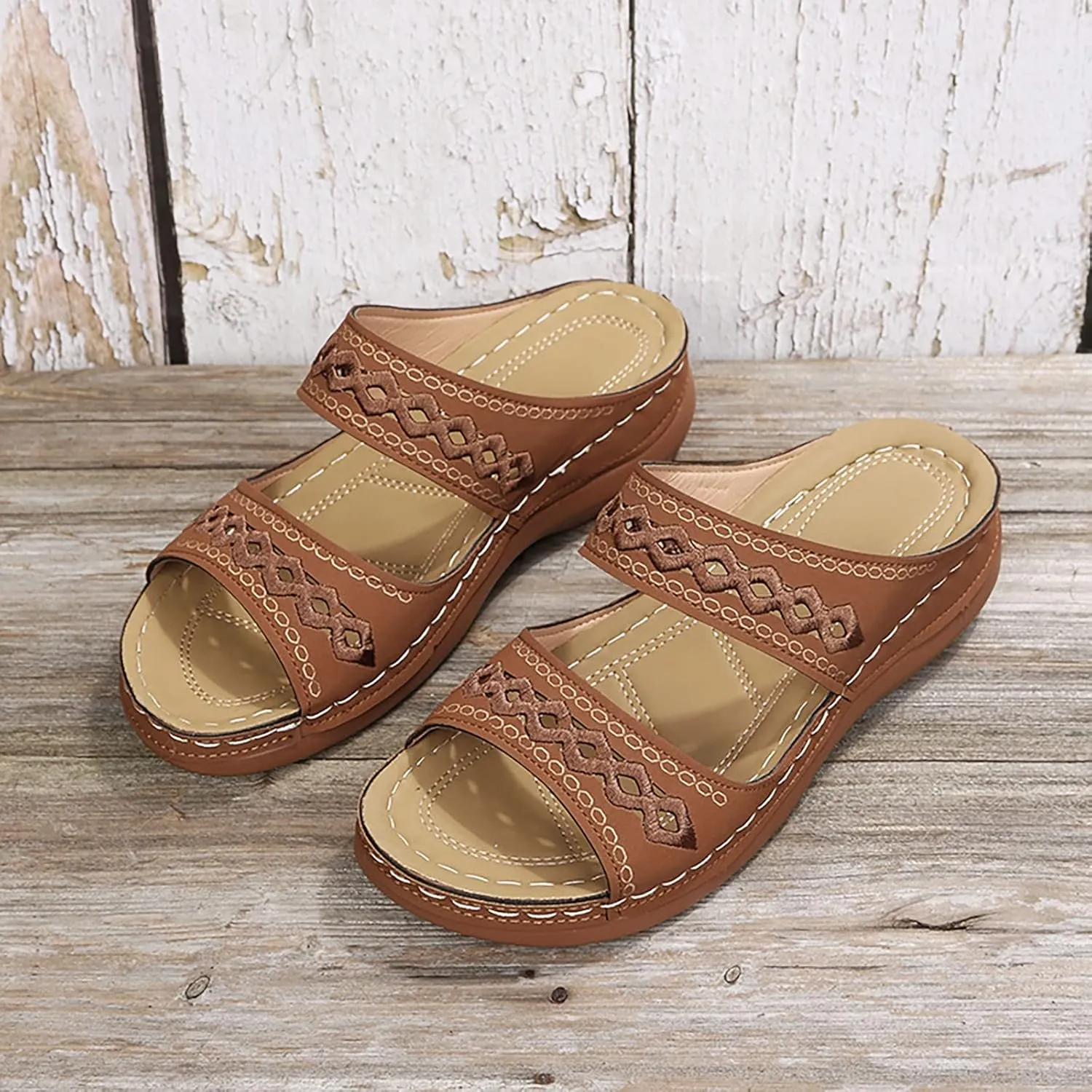 Cathalem Summer Sandals for Women 2024 Orthopedic Sandals with Arch Support Comfortable Slip on Thong Sandals Casual