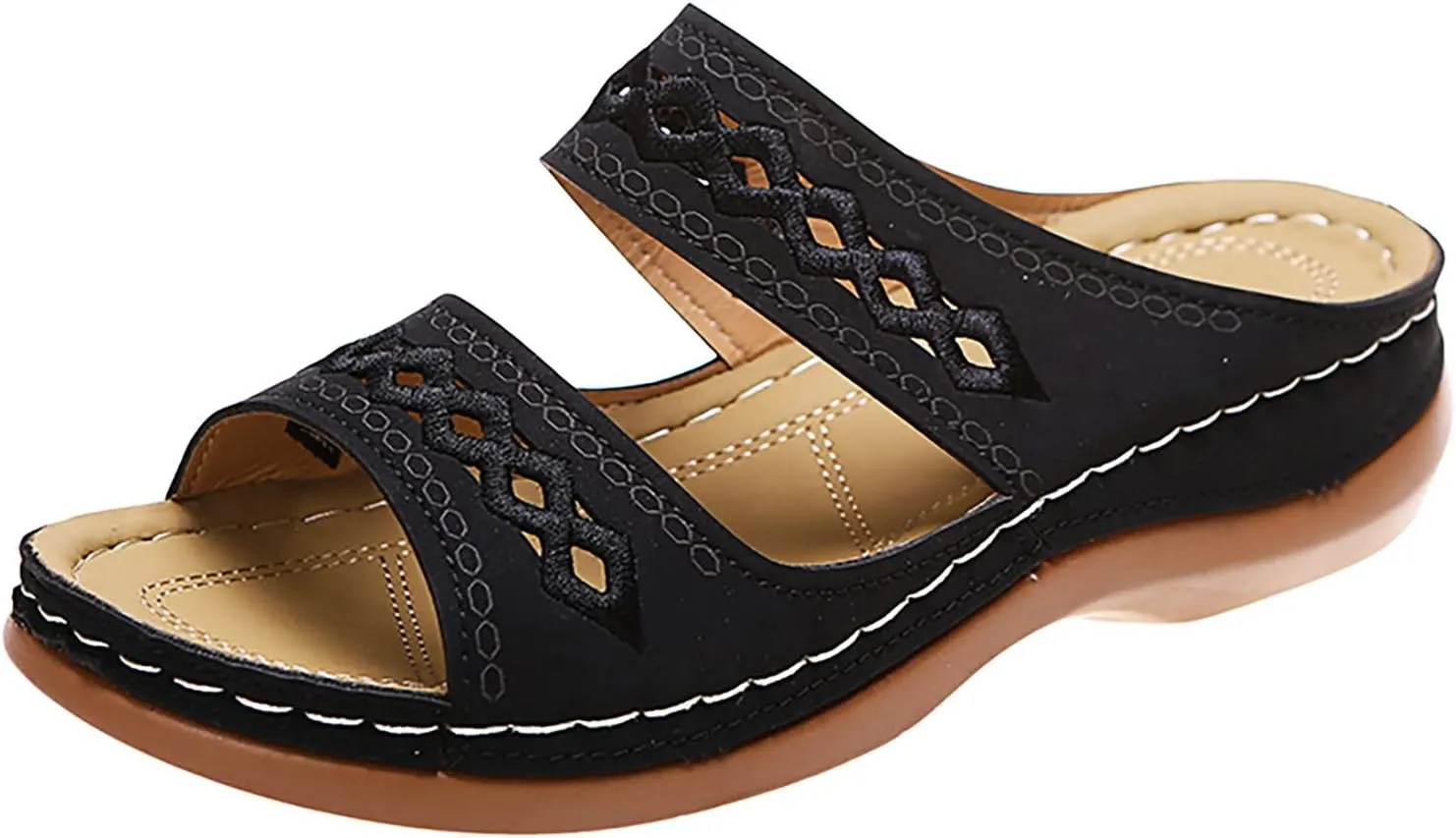 Cathalem Summer Sandals for Women 2024 Orthopedic Sandals with Arch Support Comfortable Slip on Thong Sandals Casual