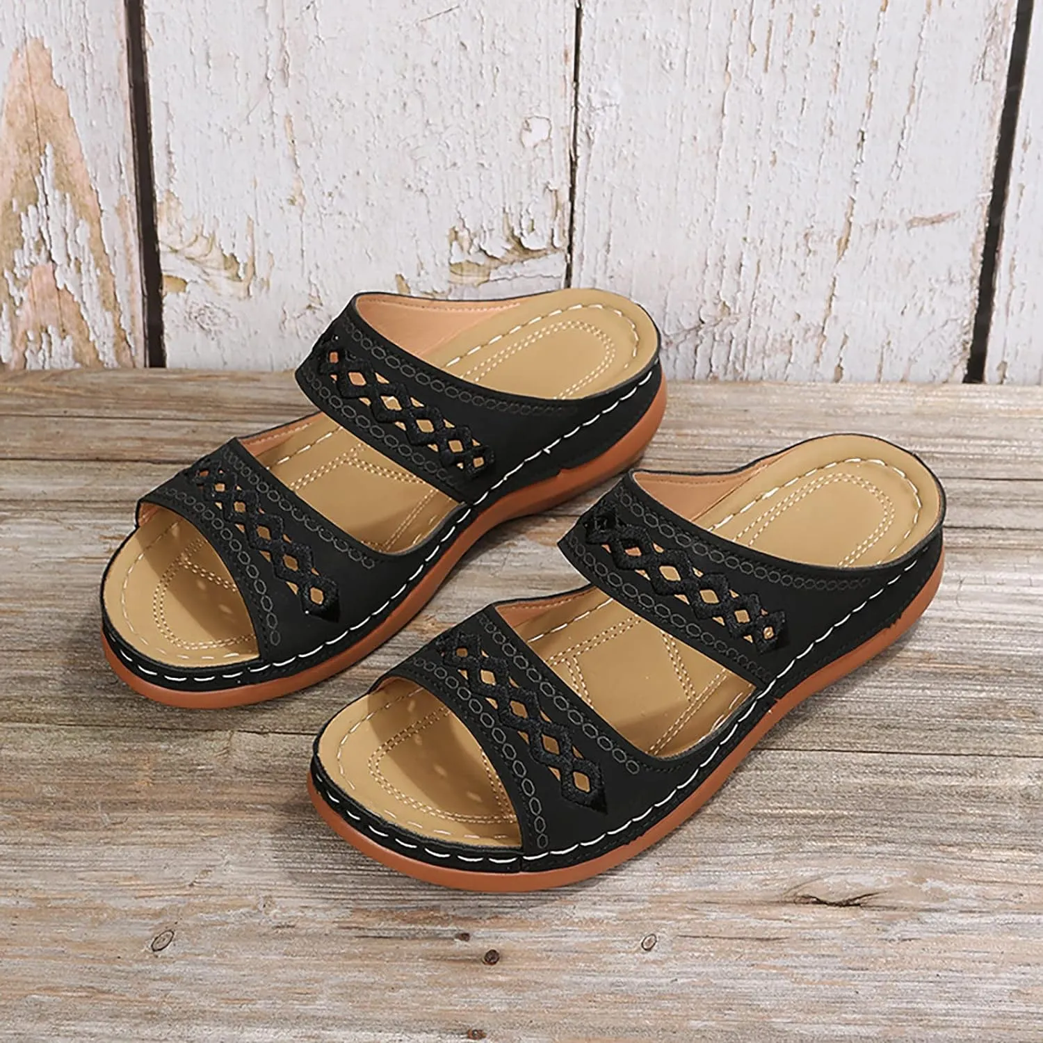 Cathalem Summer Sandals for Women 2024 Orthopedic Sandals with Arch Support Comfortable Slip on Thong Sandals Casual