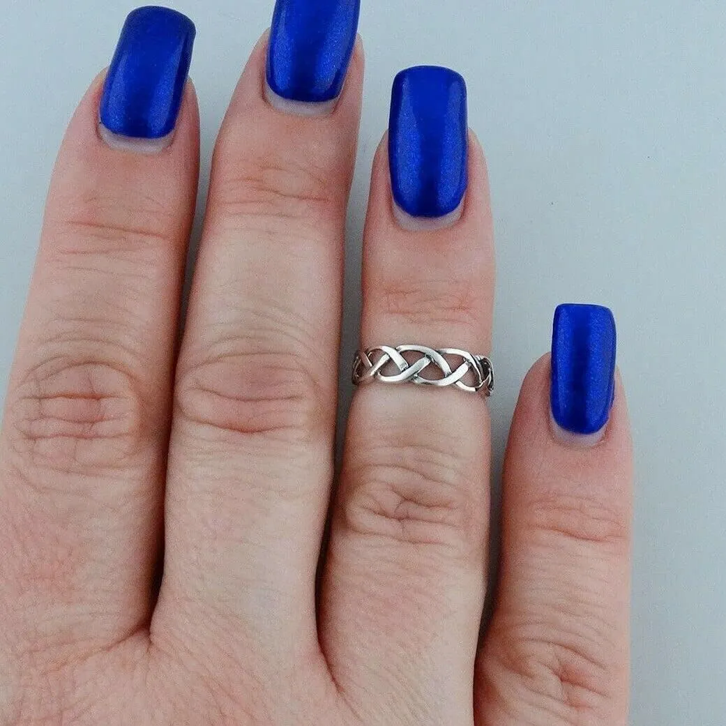 Celtic Weave Toe or Midi Ring 925 Sterling Silver Adjustable Size Summer Gift