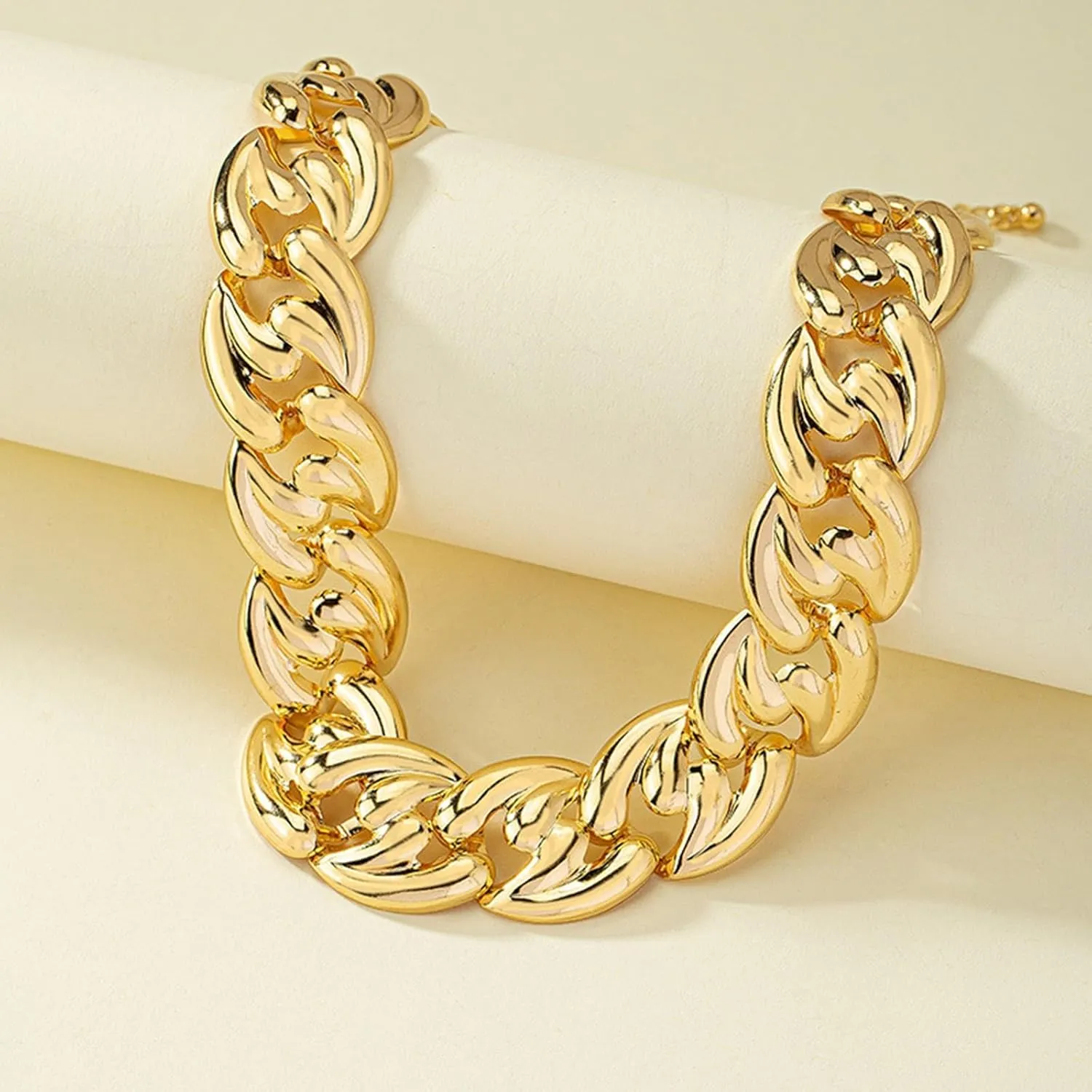 Chunky Gold Necklace Chunky Necklaces for Women Gold Statement Necklace Trendy Thick Chain Necklace Cuban Link Chain Necklace Punk Chain Choker Necklace Trendy Jewelry