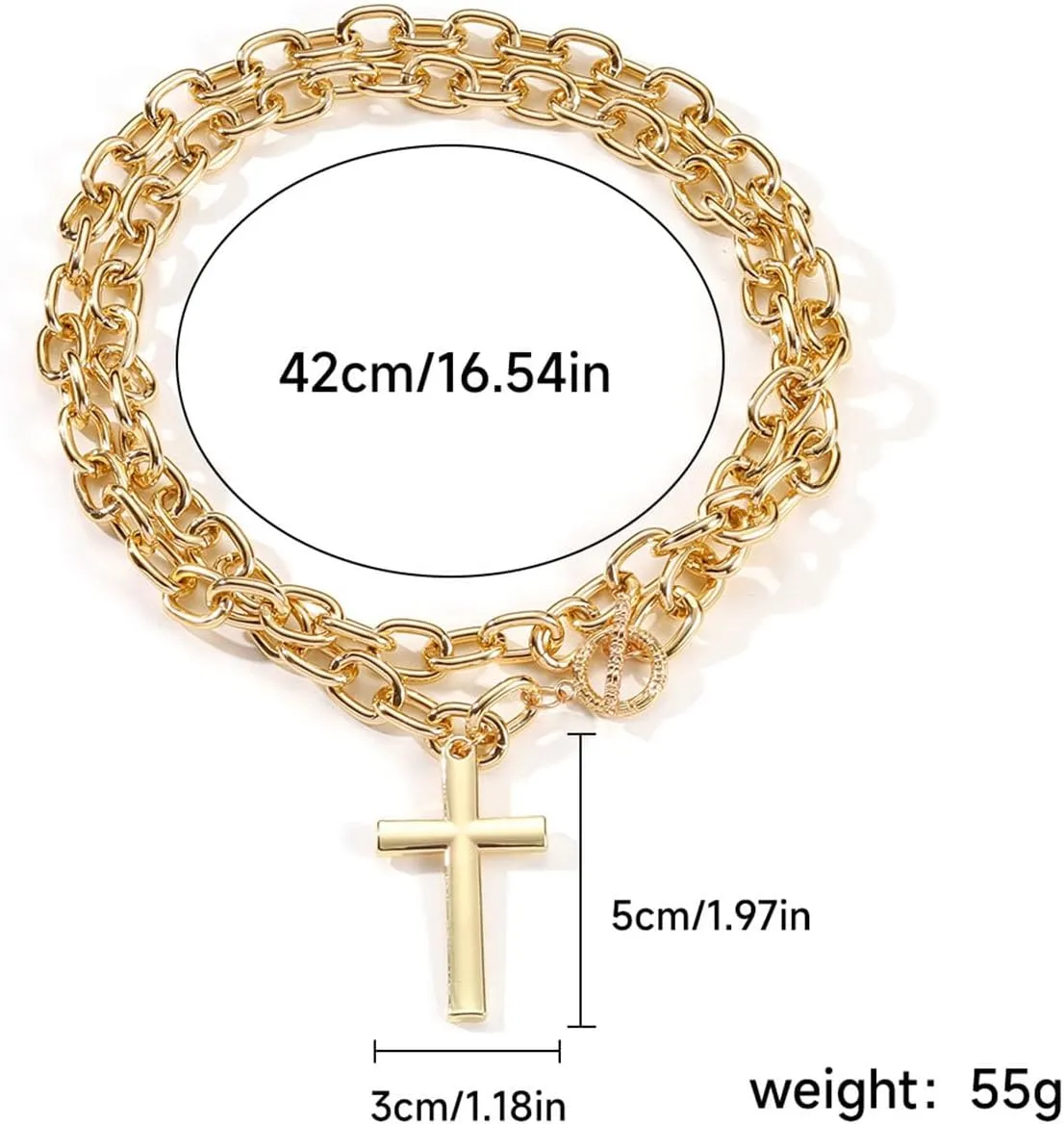 Chunky Gold Necklace for Women Cross Statement Necklaces Chunky Gold Heart Necklace Thick Chain gold Jewelry for Women