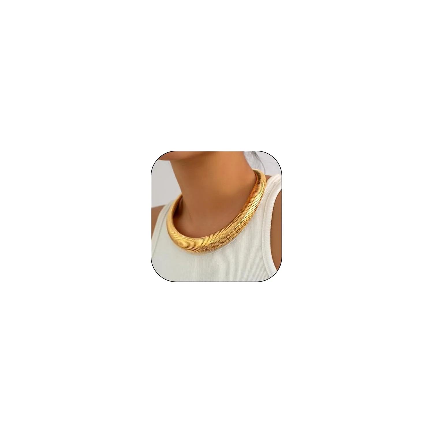 Chunky Gold Necklace for Women Gold Statement Necklace Thick Snake Chain Necklace Chunky Collar Necklace Twisted Gold Choker Necklaces Layered Gold Necklaces Jewelry for Women (Gold-C)