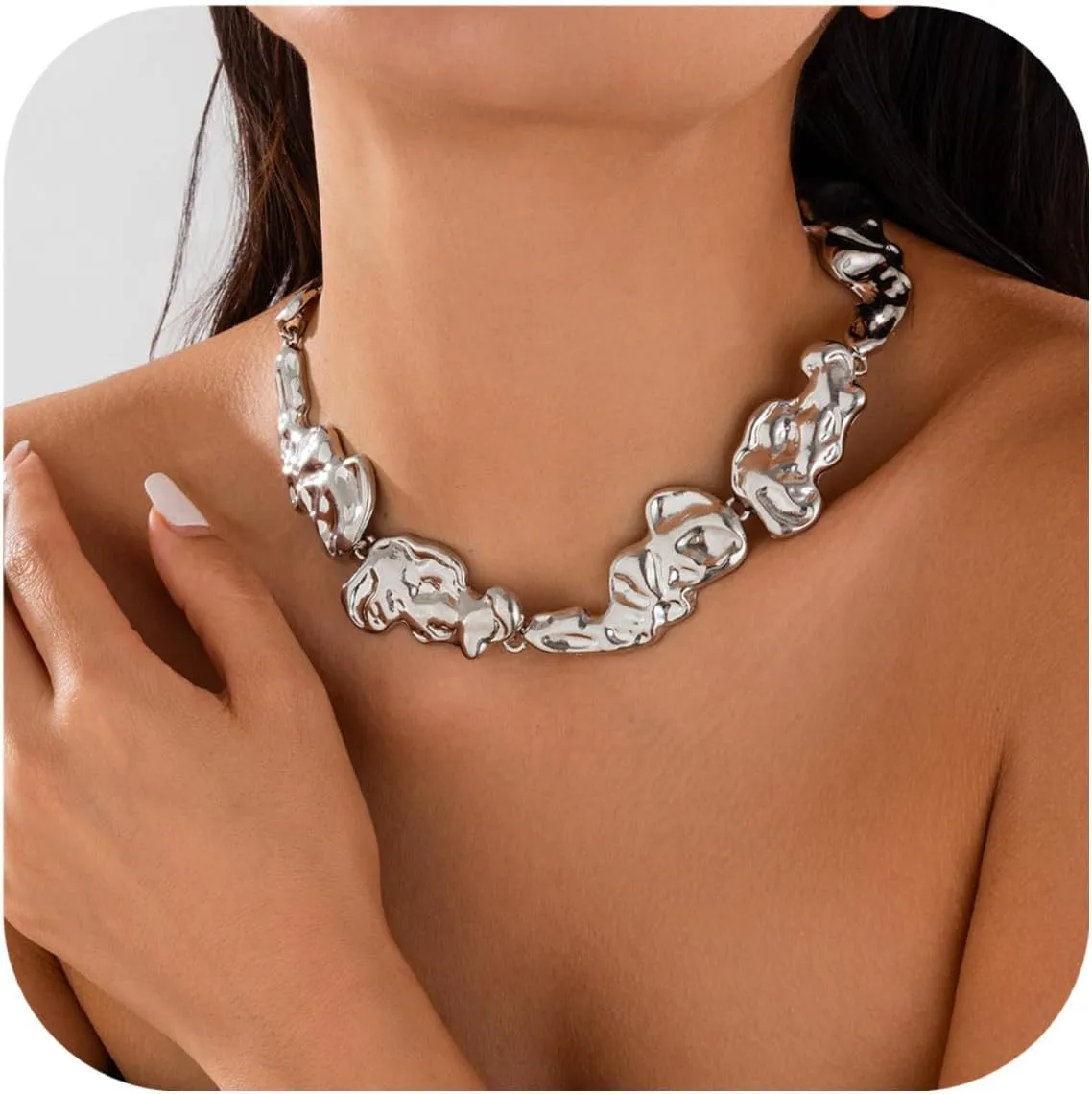 Chunky Gold Statement Choker Necklace for Women Irregular Charm Punk Necklaces Fashion Jewelry Gifts