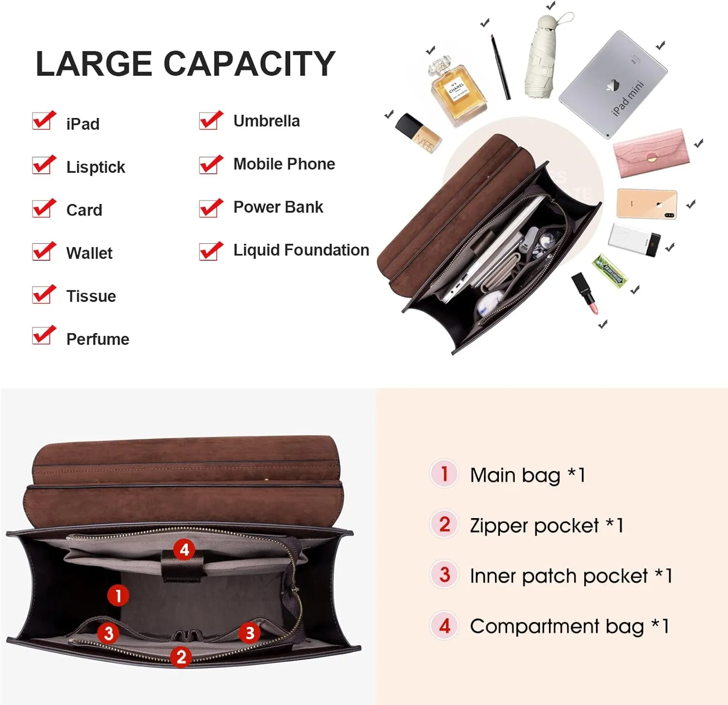 Cnoles Leather Backpack Purse For Women Fashion Ladies Vintage Bags Casual College Travel Backpacks Large bag Black