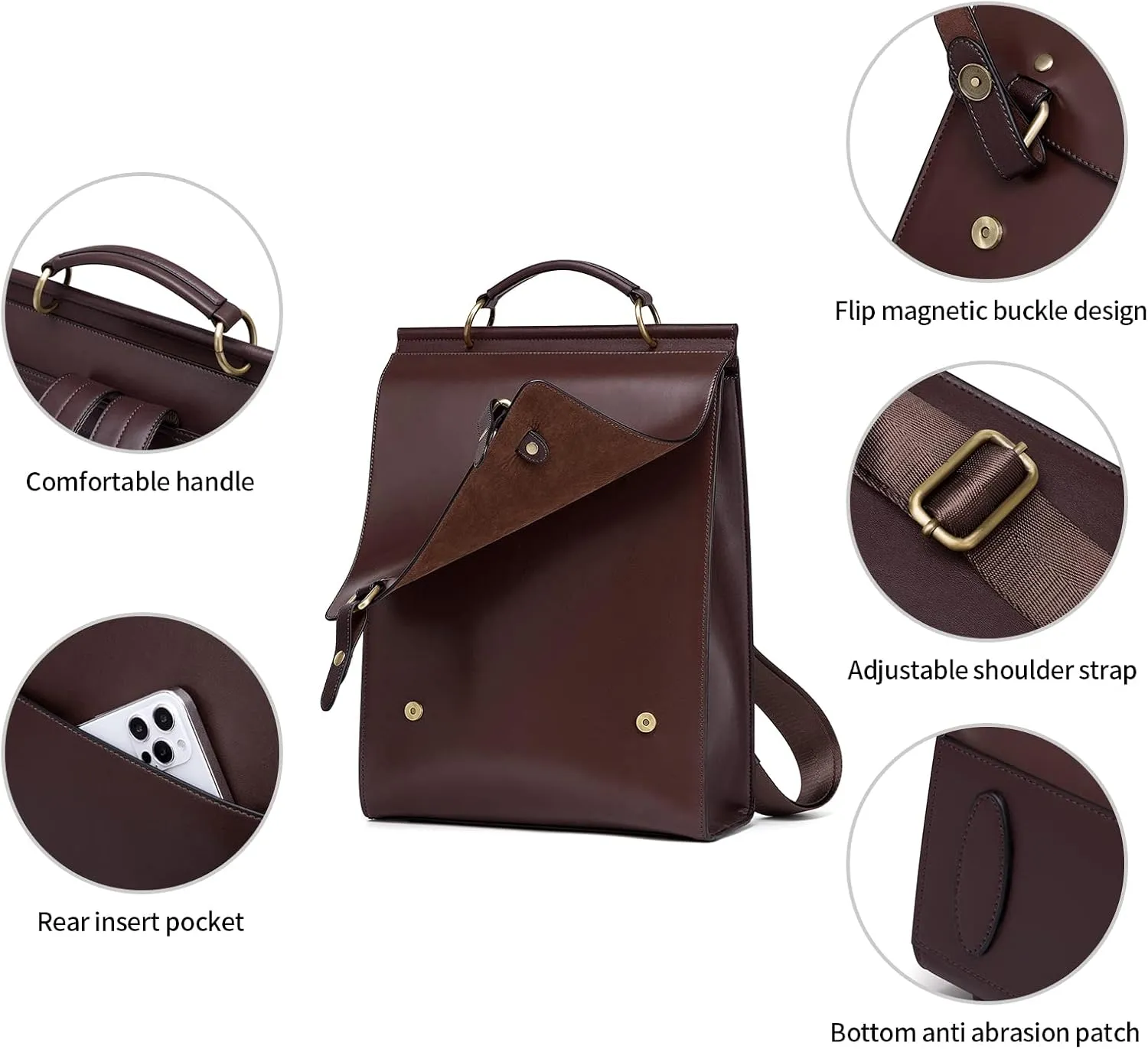Cnoles Leather Backpack Purse For Women Fashion Ladies Vintage Bags Casual College Travel Backpacks Large bag Black