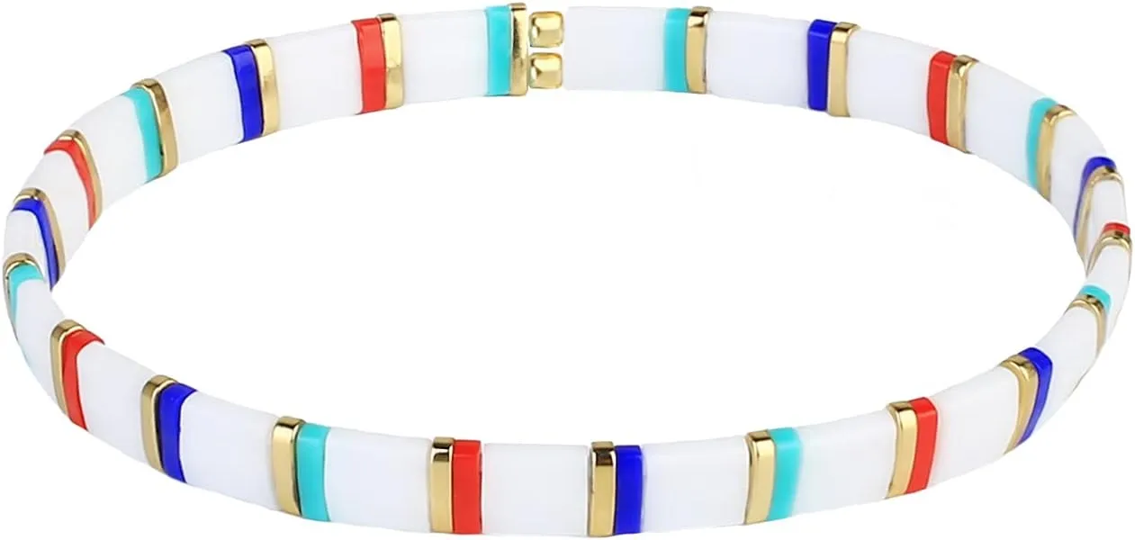 CQUAN CHI Delicate Tila Bracelet Stretch Beaded Bracelets Handmade Friendship Beads Bracelets for Women Jewelry