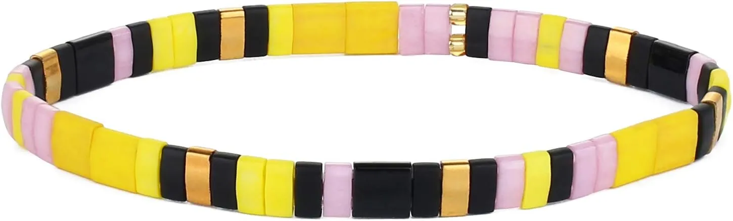 CQUAN CHI Delicate Tila Bracelet Stretch Beaded Bracelets Handmade Friendship Beads Bracelets for Women Jewelry