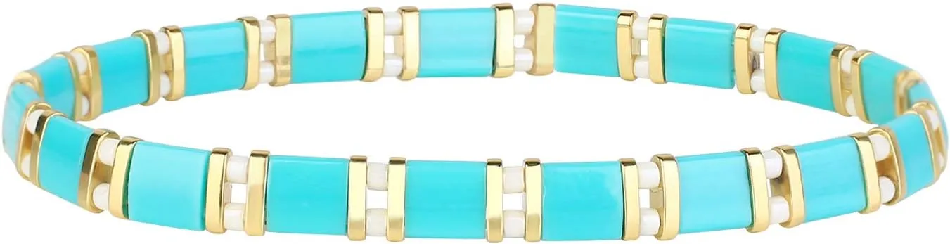 CQUAN CHI Delicate Tila Bracelet Stretch Beaded Bracelets Handmade Friendship Beads Bracelets for Women Jewelry