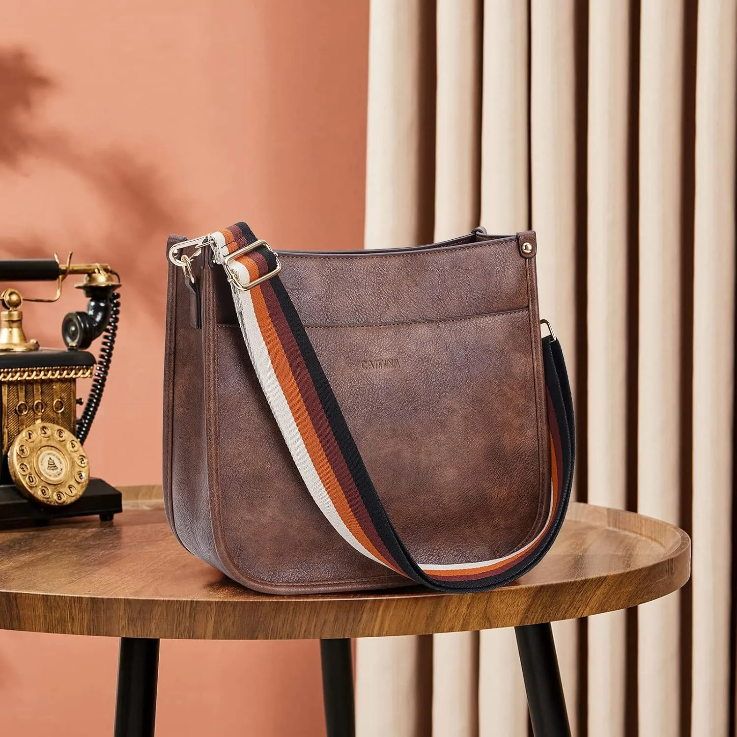 Crossbody Bag Women Vegan Leather Hobo Handbag Trendy Crossbody Shoulder Bag Purses For Women with 2 Adjustable Strap