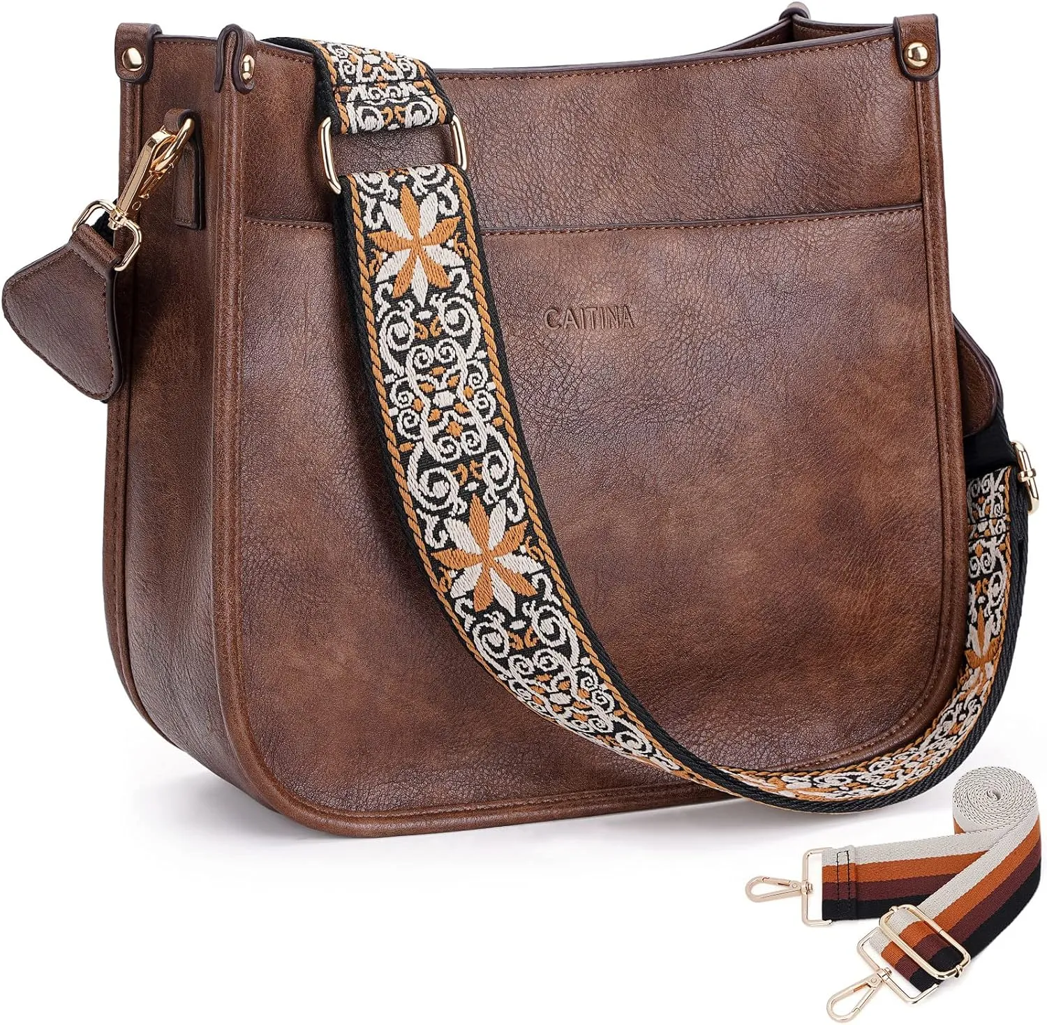 Crossbody Bag Women Vegan Leather Hobo Handbag Trendy Crossbody Shoulder Bag Purses For Women with 2 Adjustable Strap
