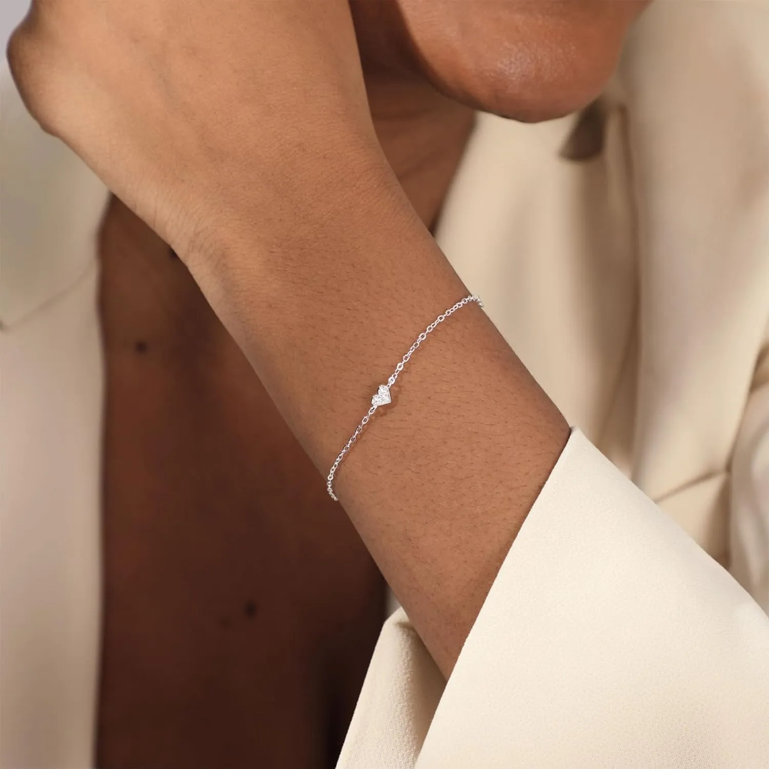 Dainty Gold Bracelets for Women Cute Tiny Sideways Cross Bracelets Delicate Heart-Shaped Bracelet Cute Handmade Wedding Jewelry Gift