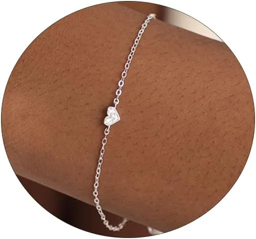 Dainty Gold Bracelets for Women Cute Tiny Sideways Cross Bracelets Delicate Heart-Shaped Bracelet Cute Handmade Wedding Jewelry Gift