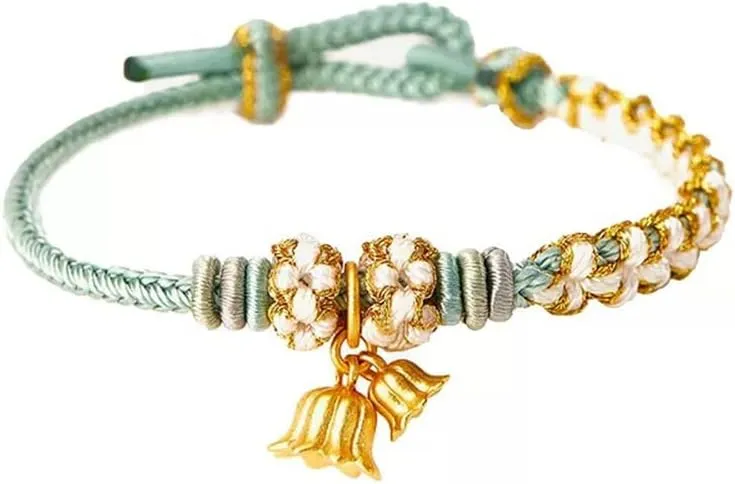 Delicate Cute Hand-Woven Bracelet, Chinese Style Flower Braided Rope Bracelet, Charming Jewelry Gift