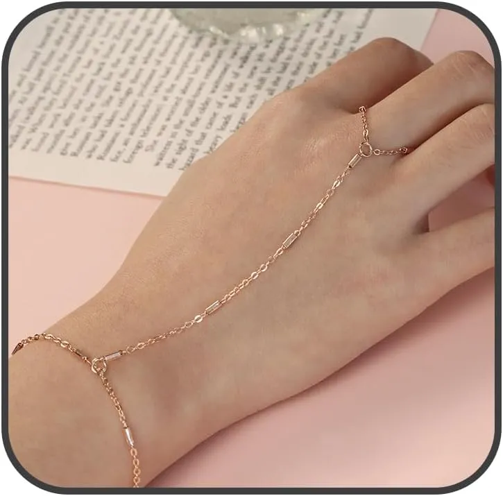 Delicate Finger Ring Bracelet Boho Slave Bracelet Simple Ring Adjustable Hand Chain Bracelet Summer Beach Bracelet for Womens