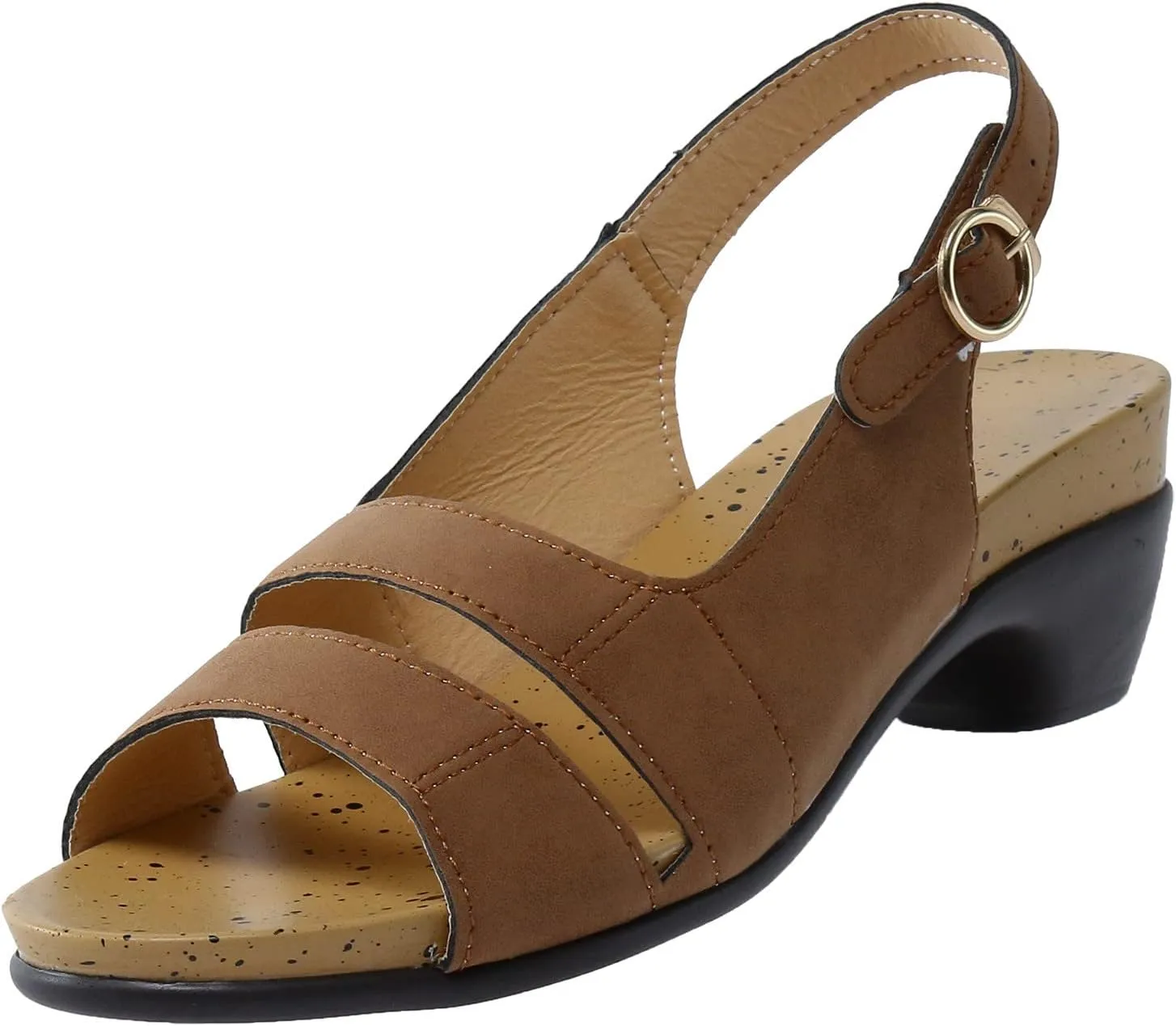 Eduavar Sandals for Women Dressy Summer, Orthopedic Sandals for Women Casual Open Toe Chunky Low Heel Sandals with Buckle