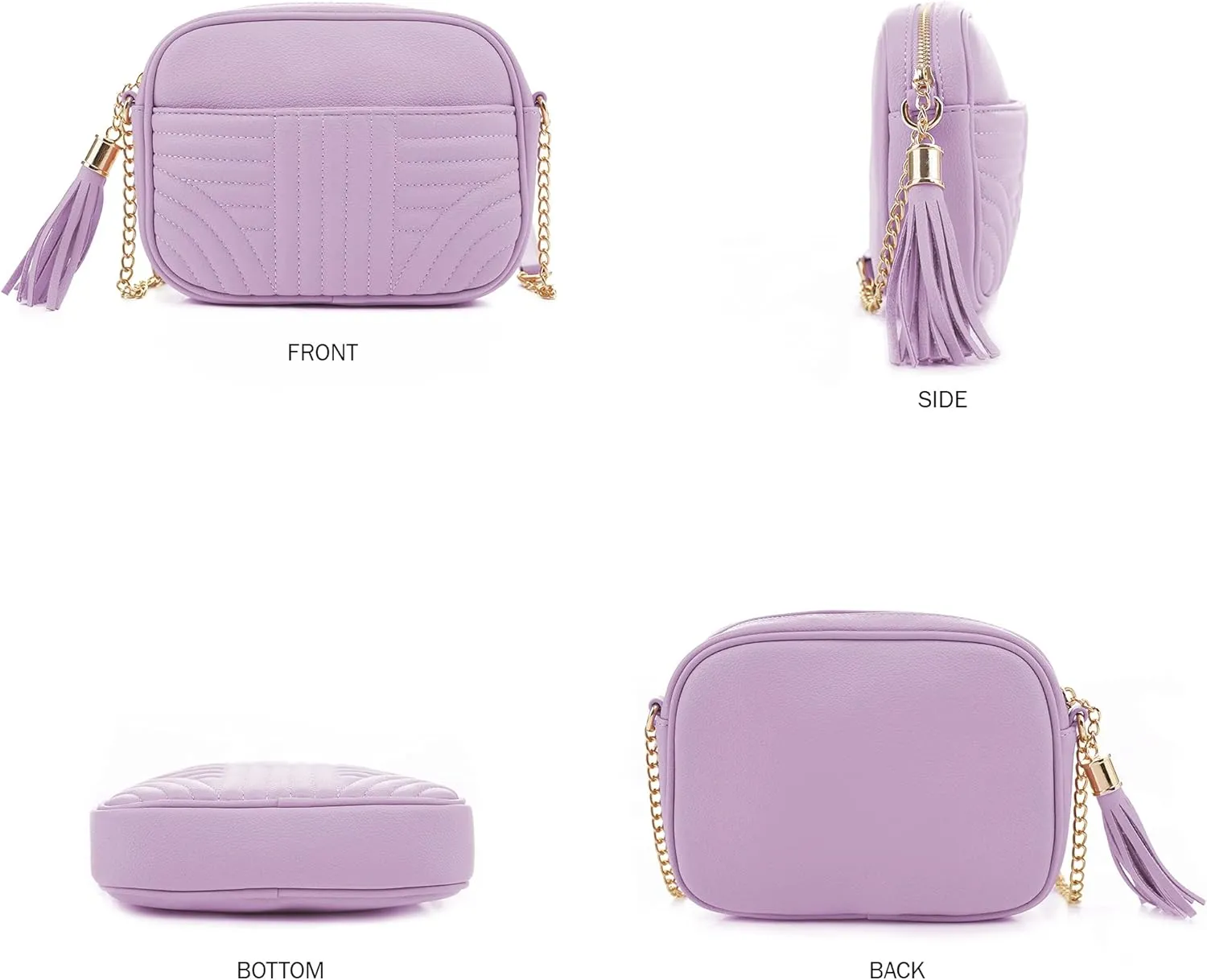 EVVE Quilted Crossbody Bags for Women - Stylish Camera Bag with Tassel - Lightweight Medium Size Shoulder Purse