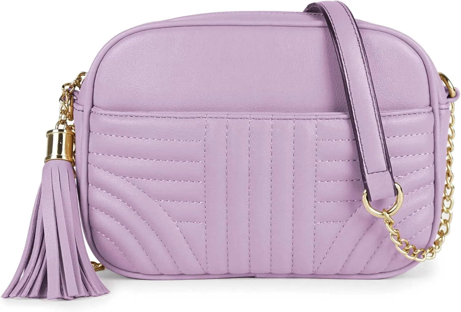 EVVE Quilted Crossbody Bags for Women - Stylish Camera Bag with Tassel - Lightweight Medium Size Shoulder Purse