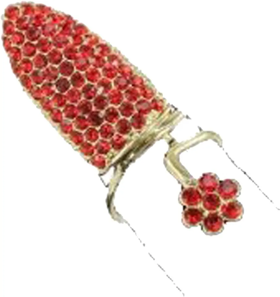Fashion Jewelry ~ Red Rhinestone Floral Nail Midi Ring (Style 122660RD dd)