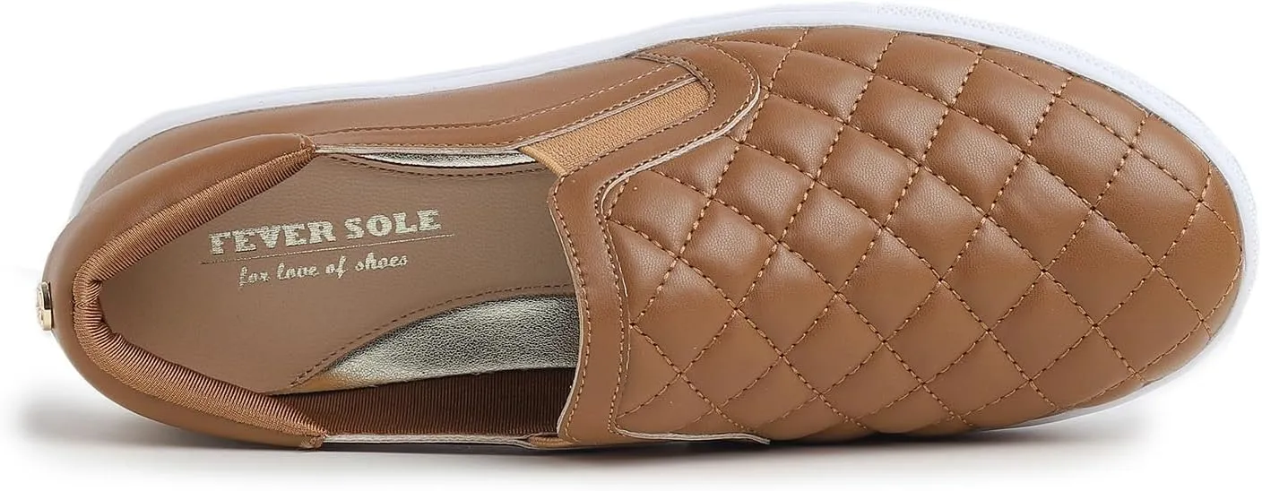FEVERSOLE Women's Casual Slip On Sneaker Comfortable Quilted Loafer Travel Walking Shoes